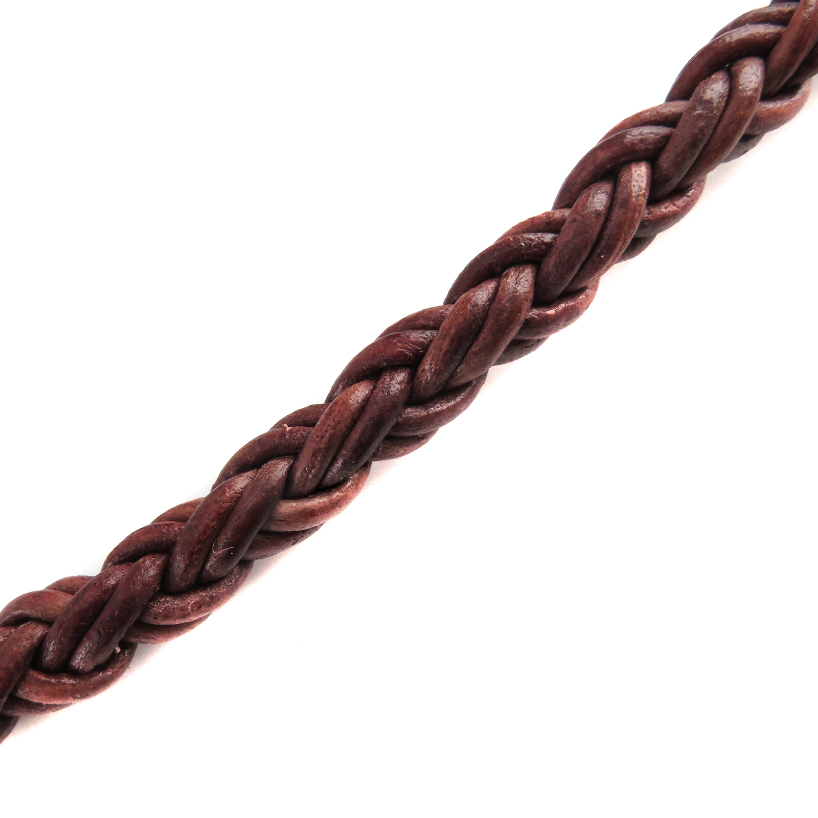 Lederschnur geflochten 7 mm - Antik Dunkelbraun. Länge: 3 m