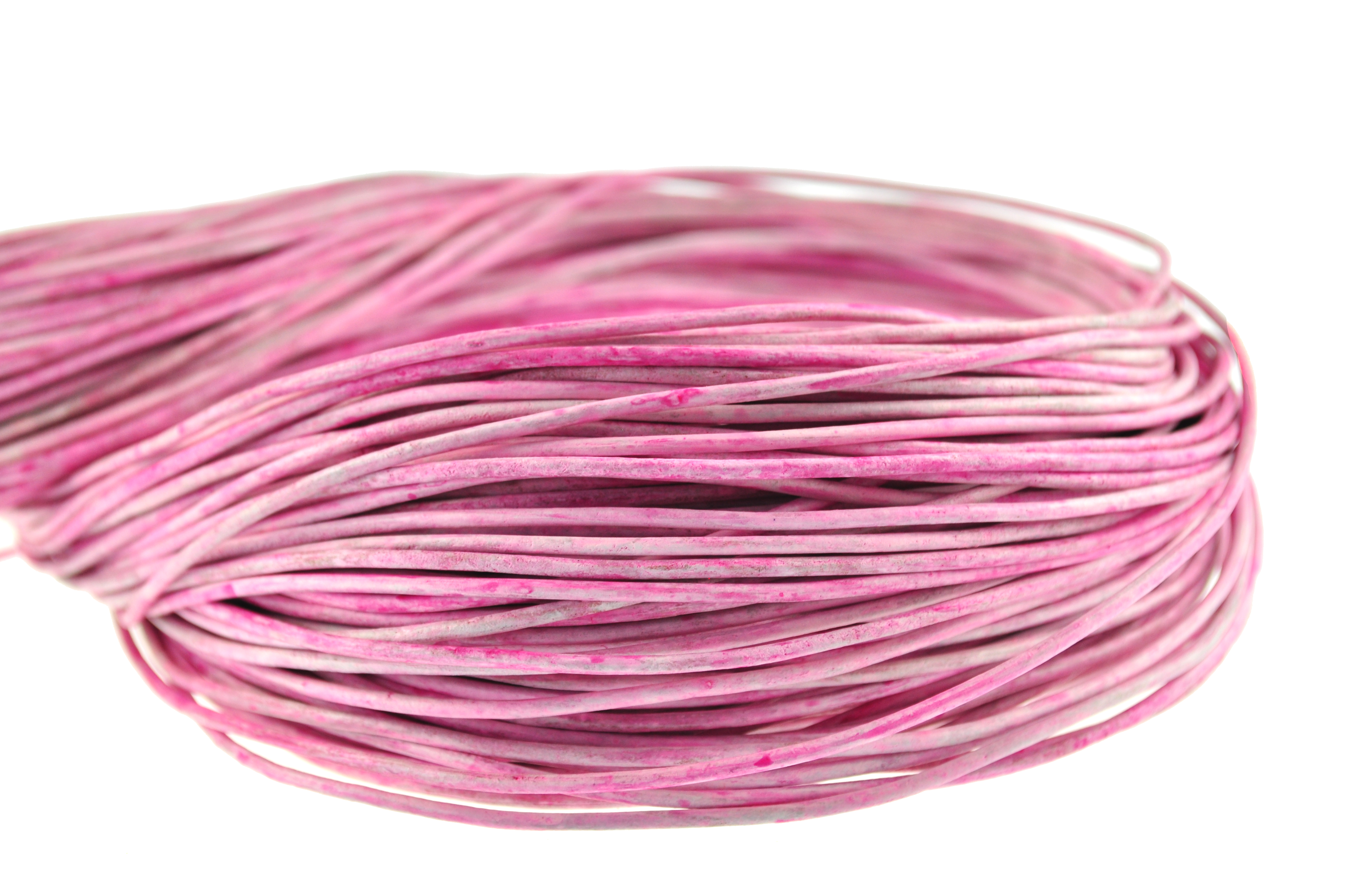 Lederschnur Rund 2 mm - Mesh Rose Pink. Länge: 5 m