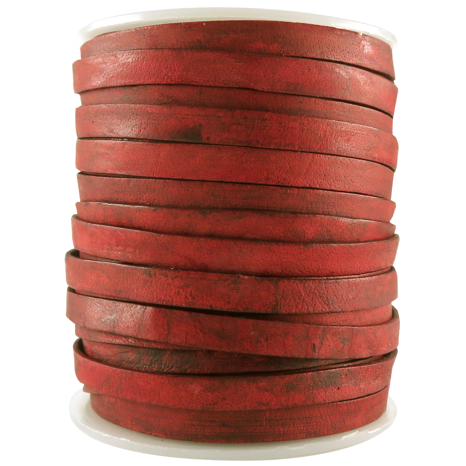 Lederband Flach 6 mm x 1,5 mm - Antik Rotbraun. Länge: 15 m