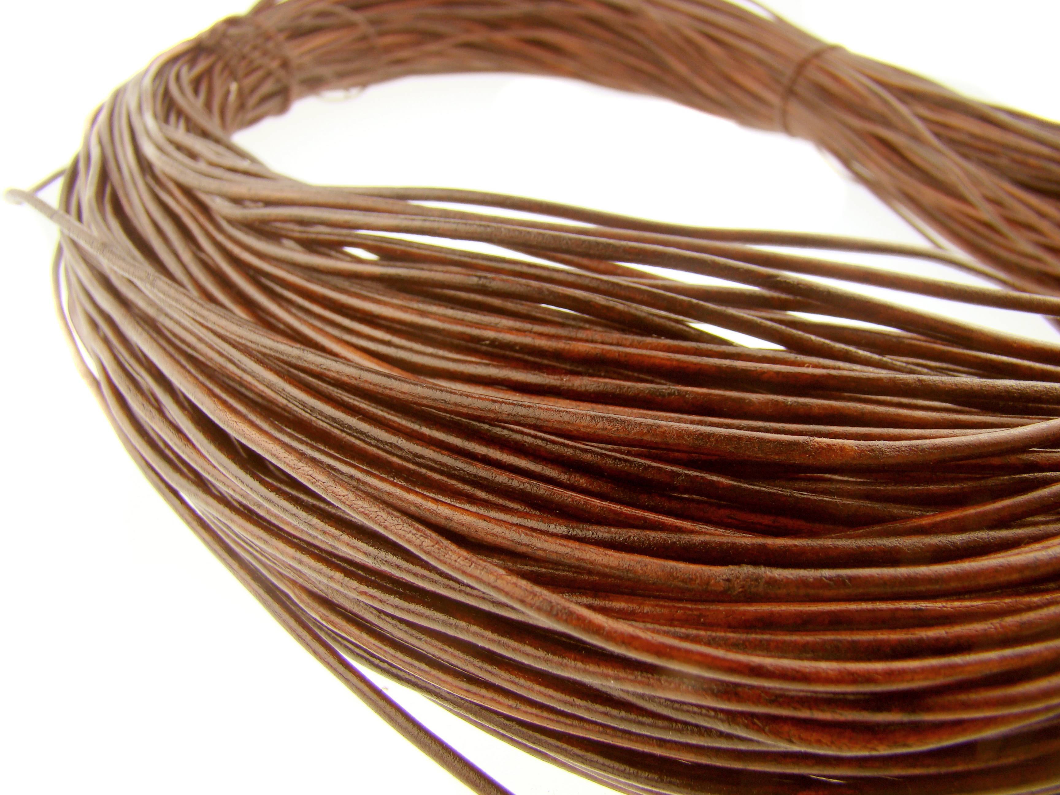 Lederschnur Rund 2 mm - Antik Hellbraun