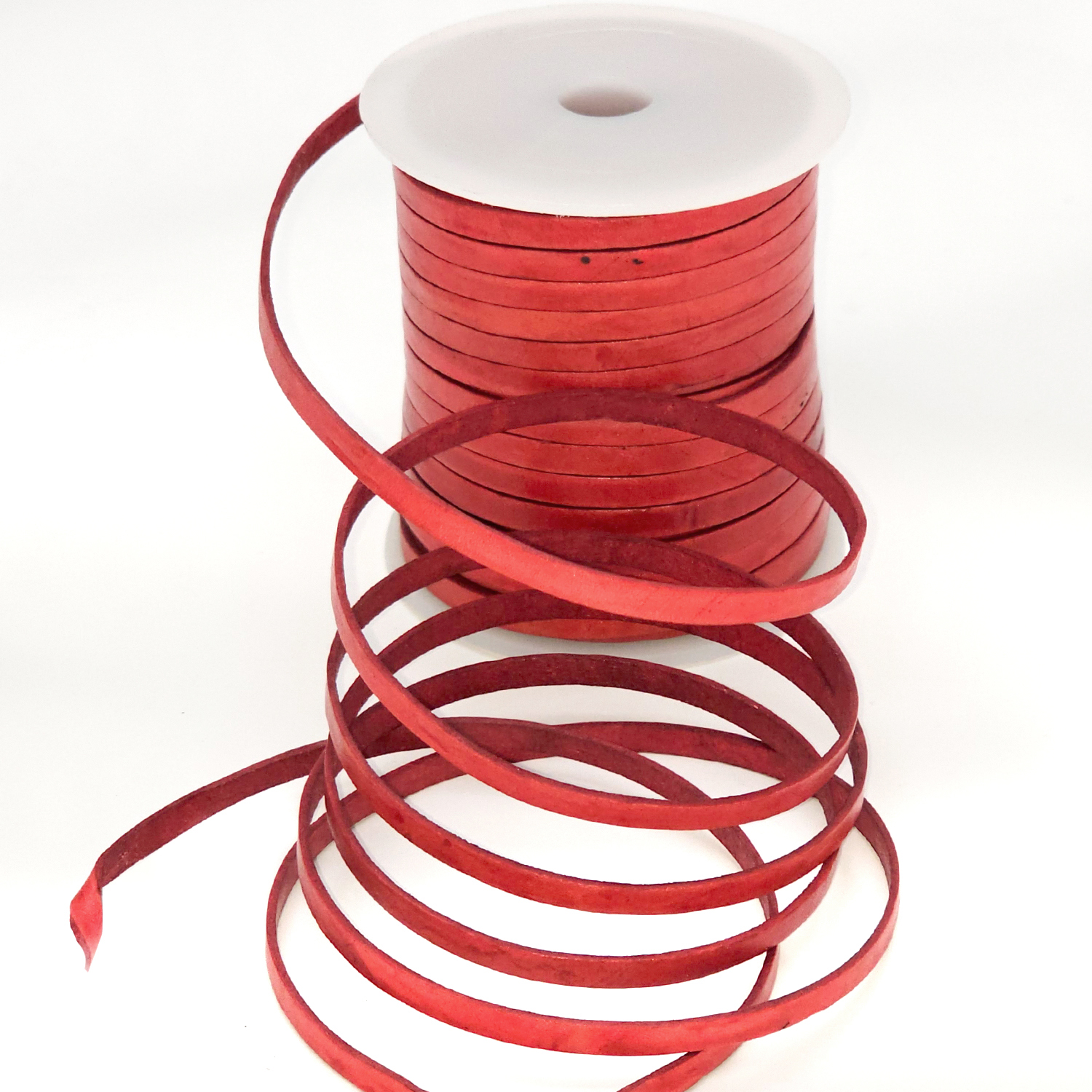 Antik Rotes Lederband, flach 3 mm Breite