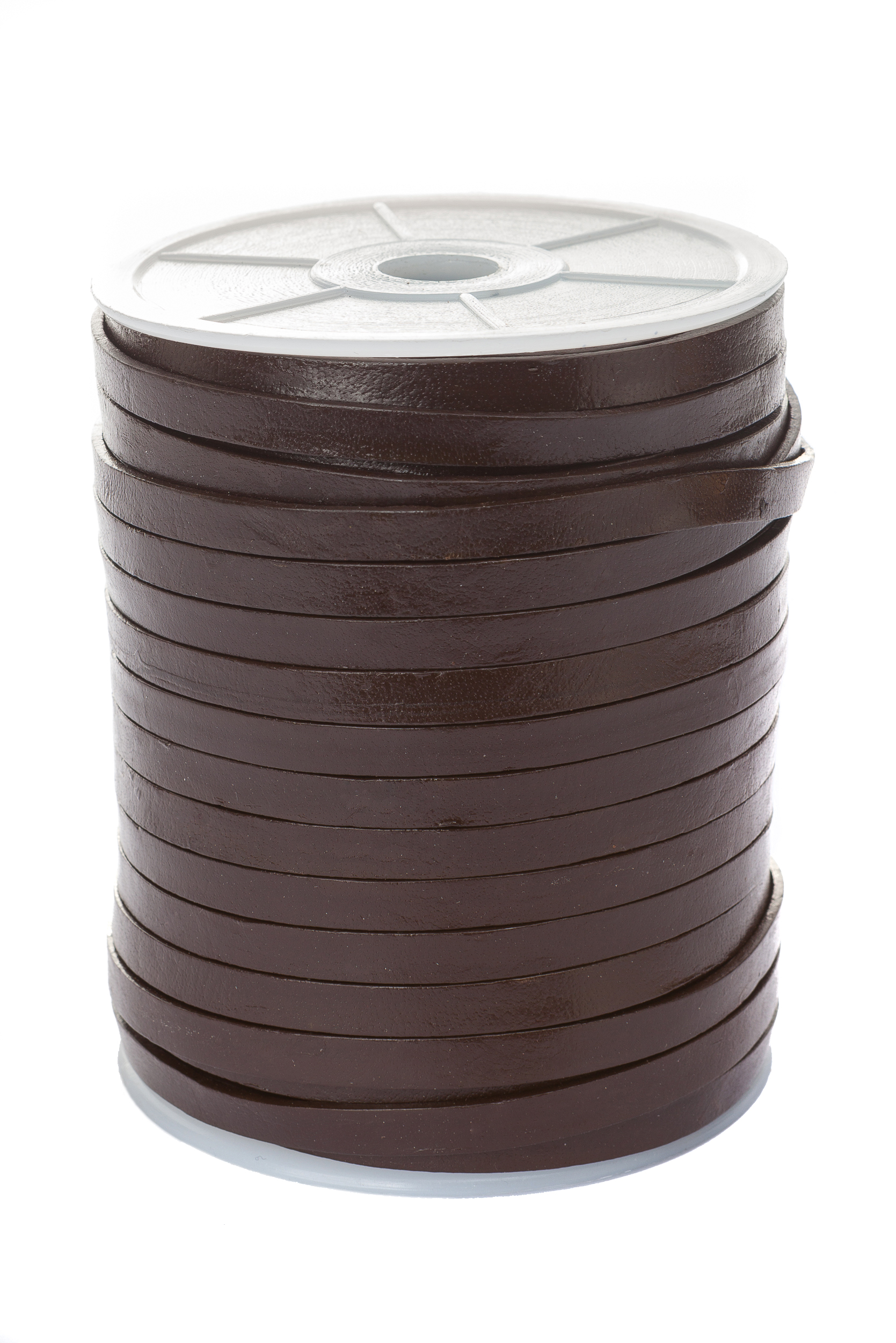 Lederband Flach 6 mm x 1,5 mm - Braun. Länge: 25 m auf Rolle