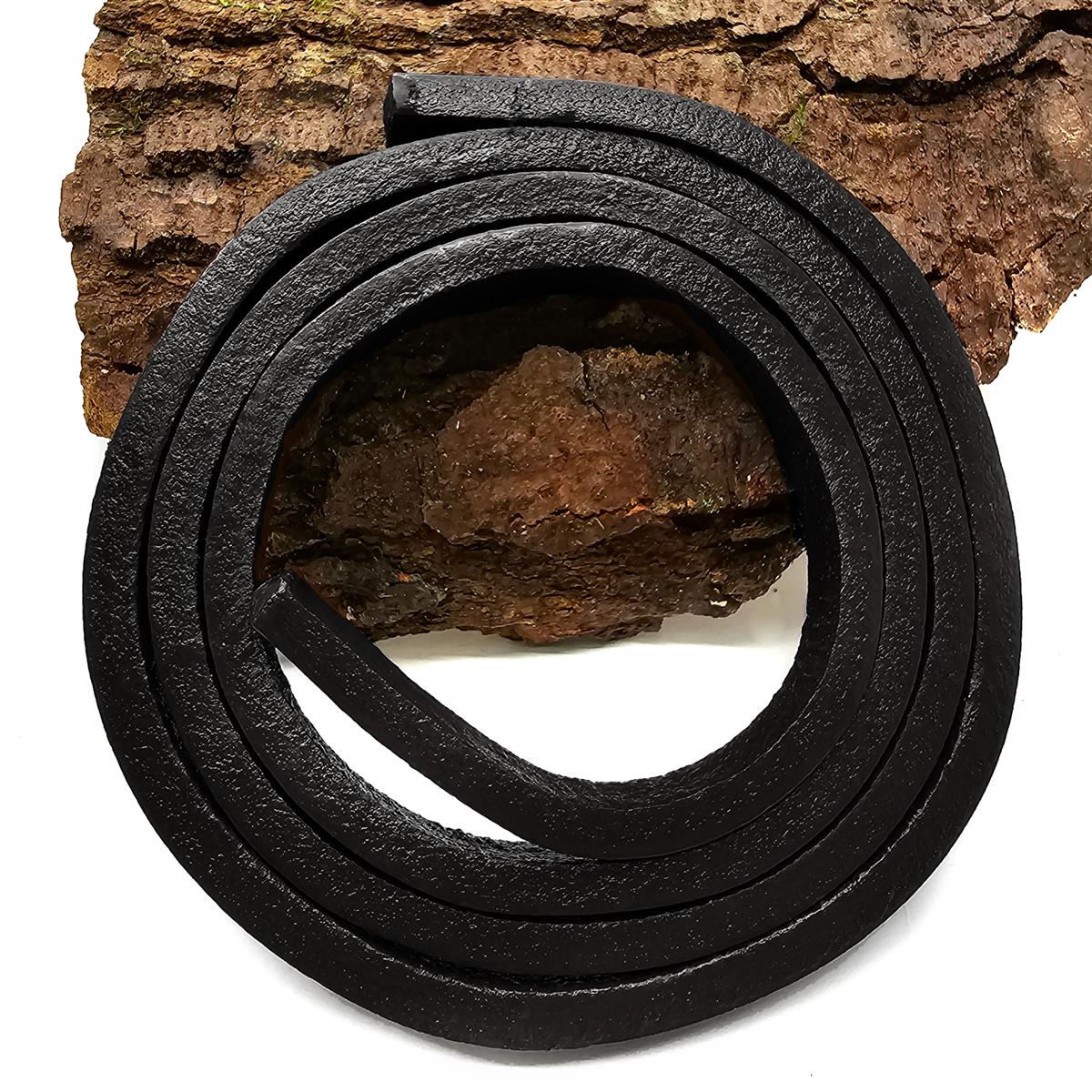 Lederband Flach | 12 mm x 6 mm | Länge: 1 Meter - Schwarz