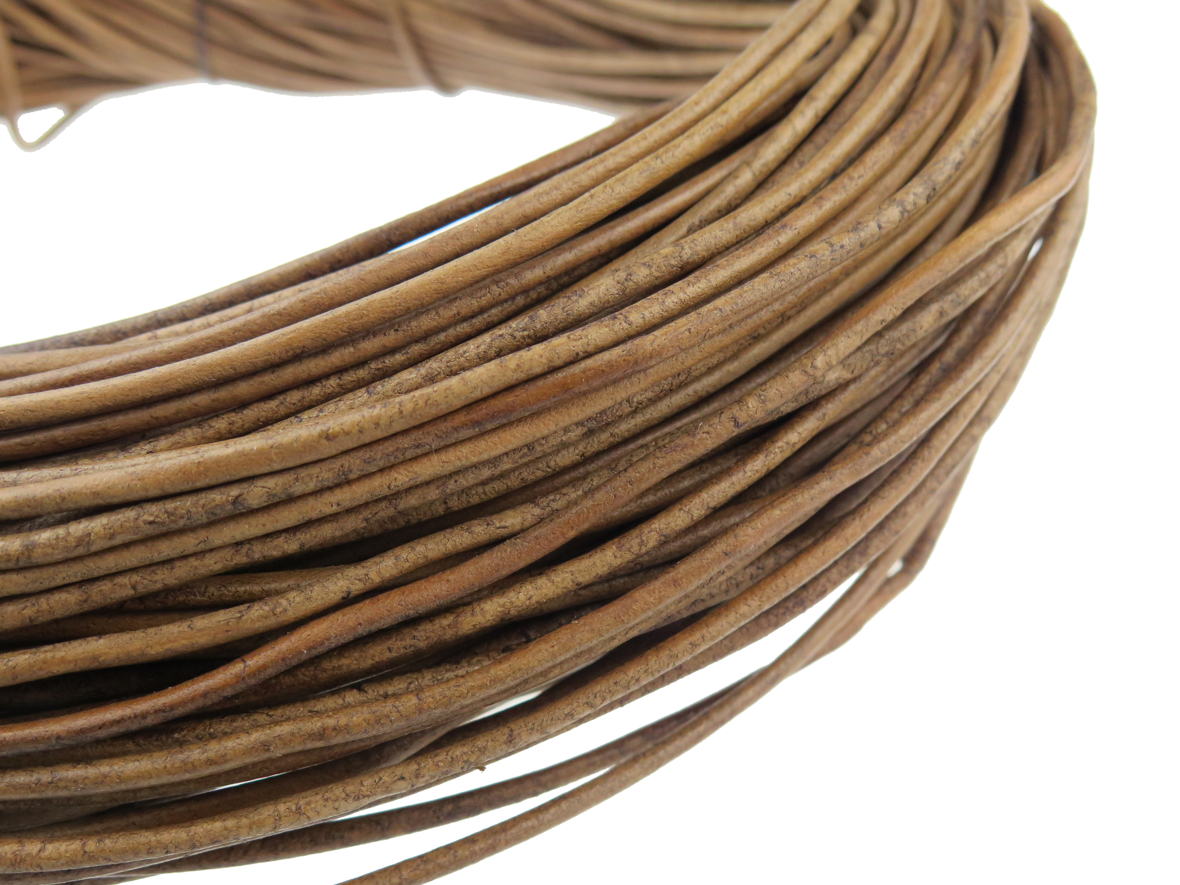 Lederschnur Rund 3 mm - Naturbraun. Länge: 50 m