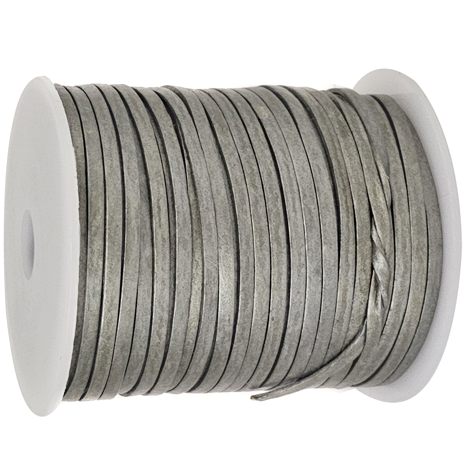 Lederband flach 3mm Breite, 1 mm Dick fürs kreative Handwerk, Lederschmuckherstellung in Silber
