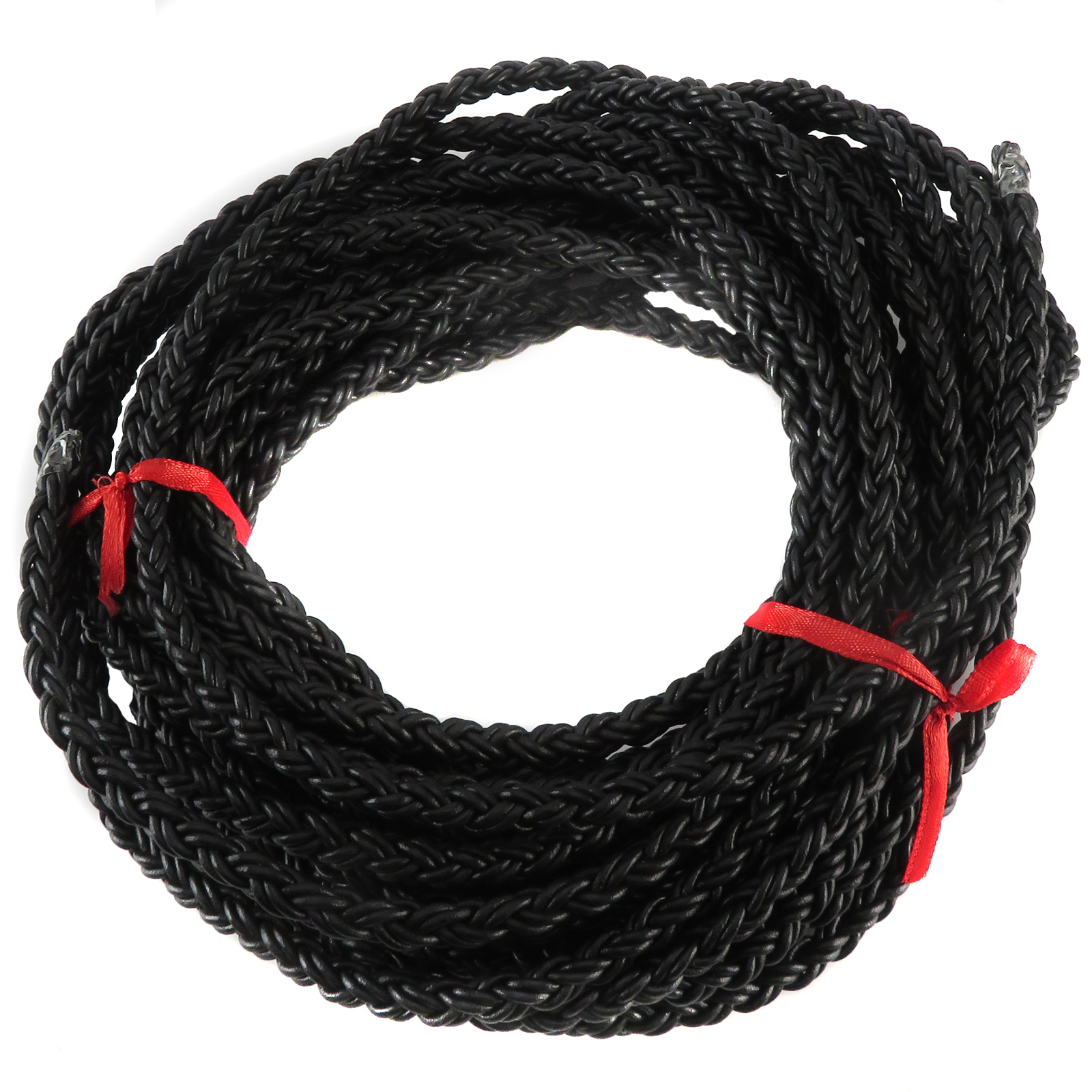 Lederschnur geflochten 7 mm - Schwarz. Länge: 5 m
