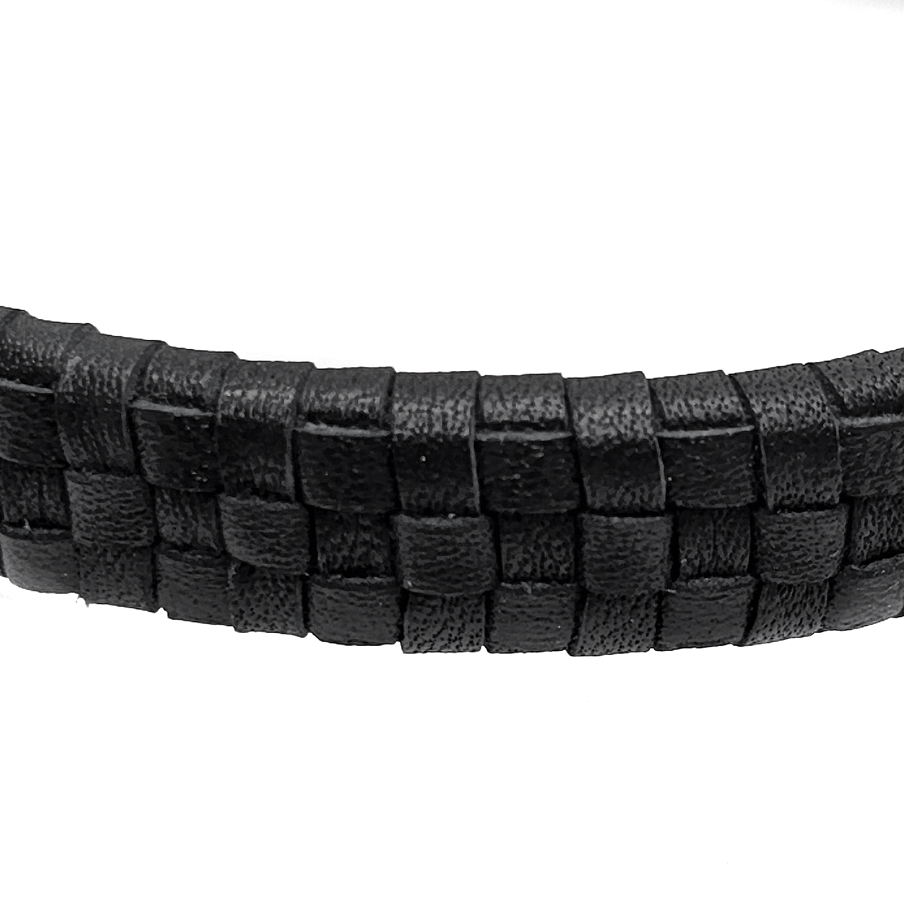 Geflochtenes Lederarmband flach - 12 mm Breite - Schwarz. Größe: 20 cm (M)