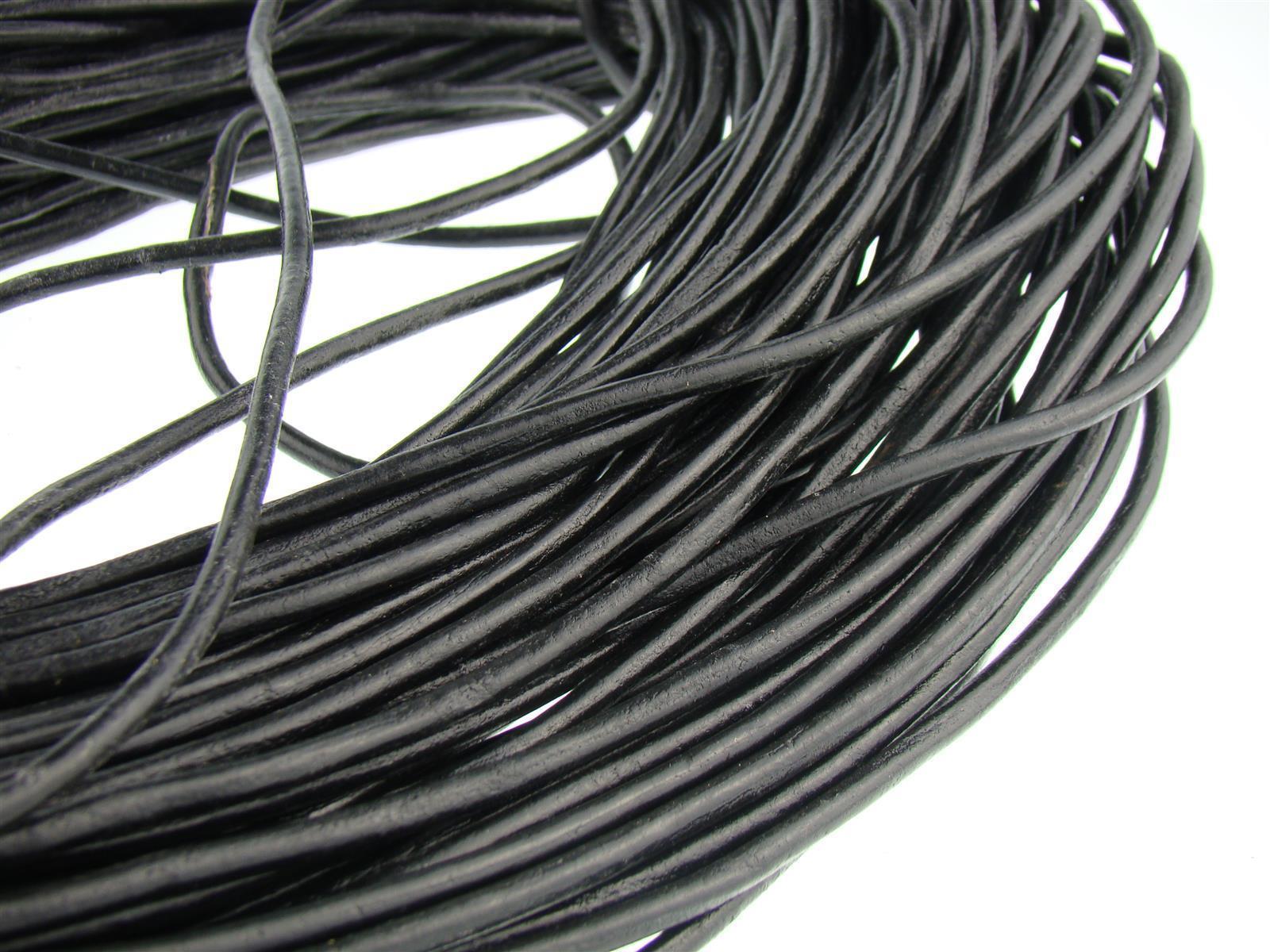 Lederschnur Rund 4 mm - Schwarz. Länge: 3 m