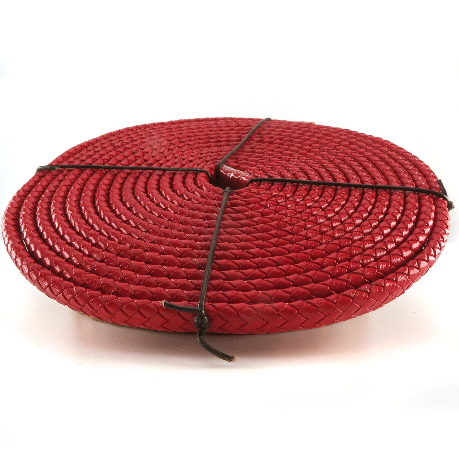 Lederschnur geflochten Oval 10 mm x 6 mm - Rot. Länge: 3 m