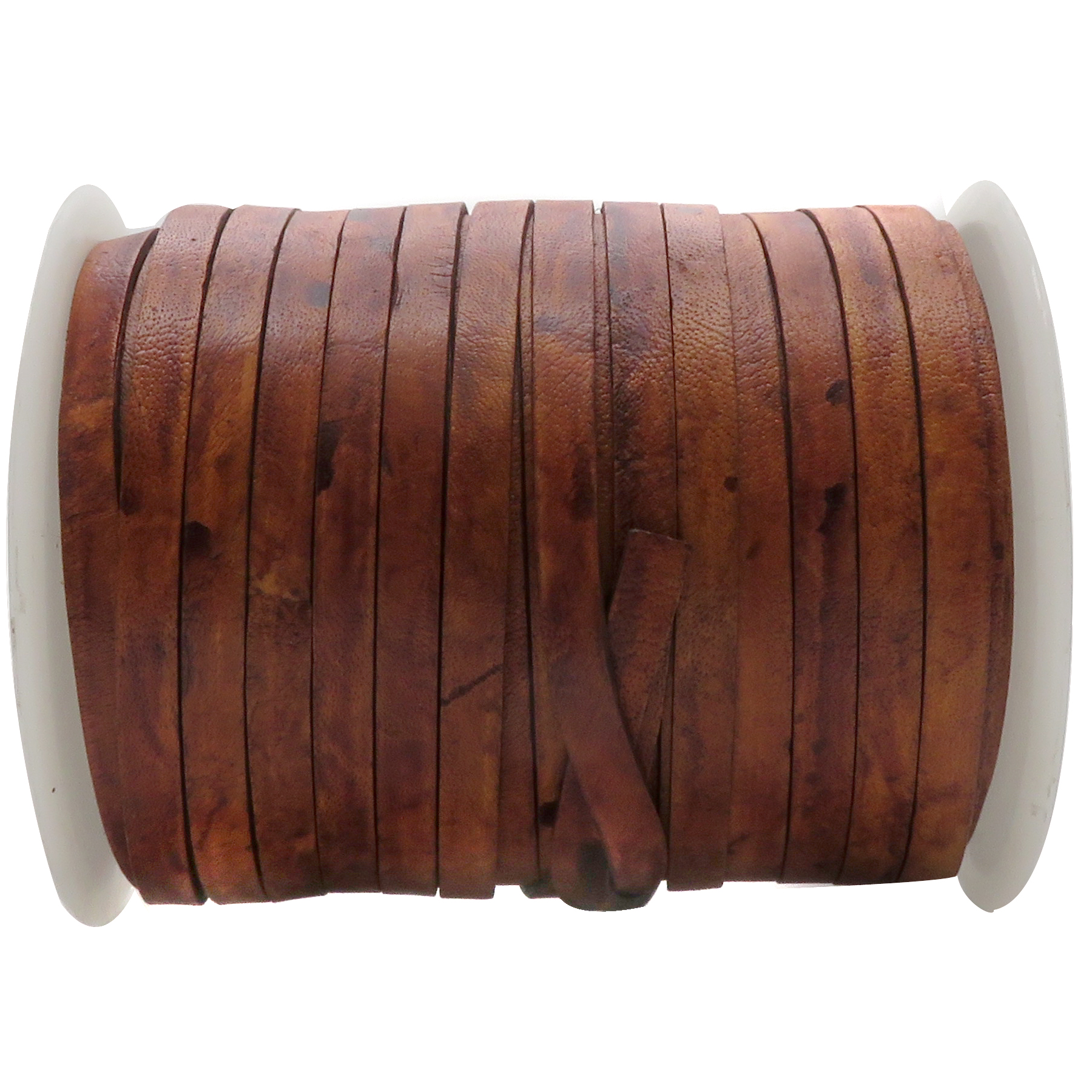FL071513_2-1 Lederband Flach 7 mm x 1,5 mm - Antik Hellbraun. Länge: 20 m