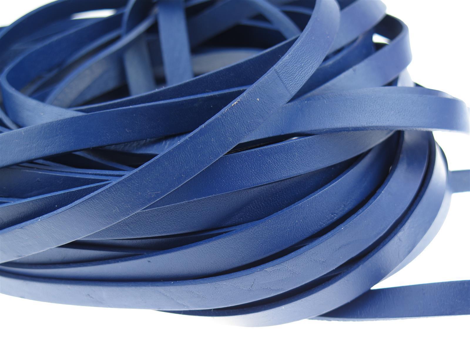 Lederband Flach 1 cm x 2 mm - Blau. Länge: 3 m