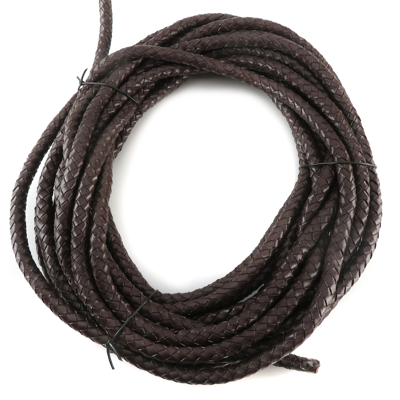 Lederschnur geflochten 10 mm - Braun. Länge: 10 m