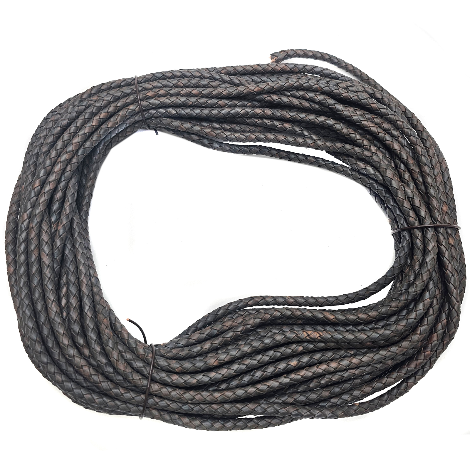 Lederschnur geflochten 6 mm - Schlamm. Länge: 20 m