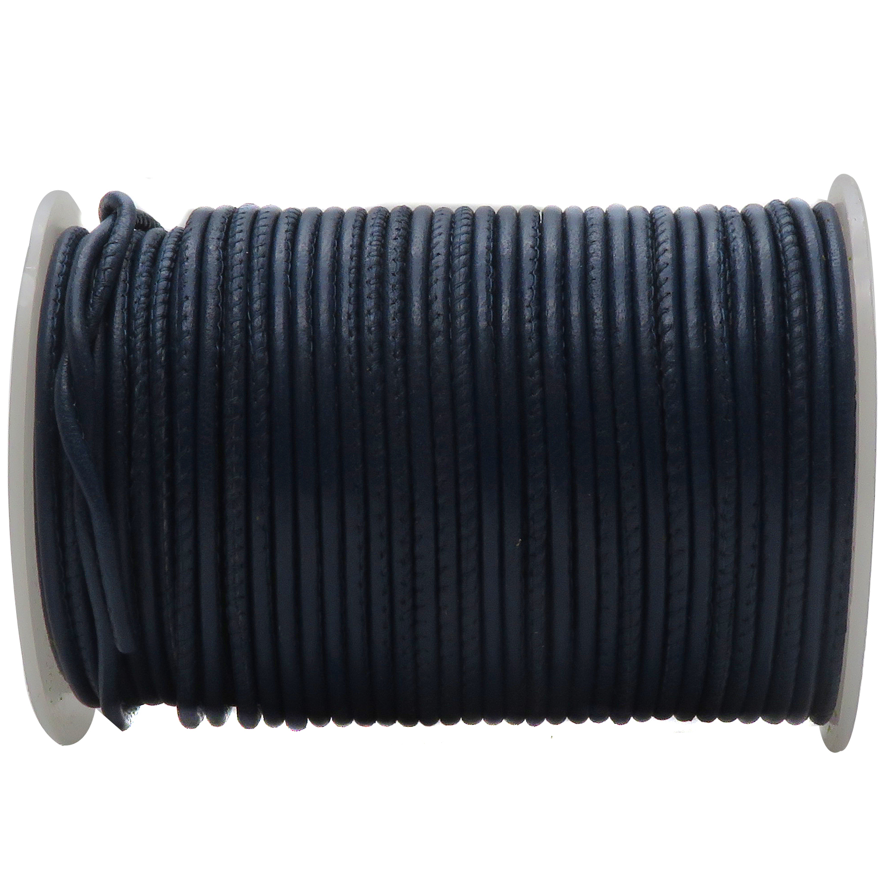 Lederschnur Rund gesäumt 2,5 mm - Navy. Länge: 2 m