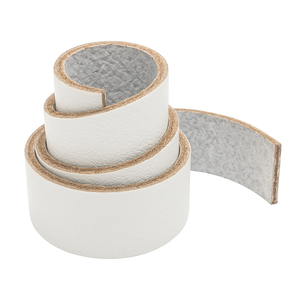 Lederband Flach. Länge: 1 m; Dicke: 3  mm - Weiß. Breite: wählbar