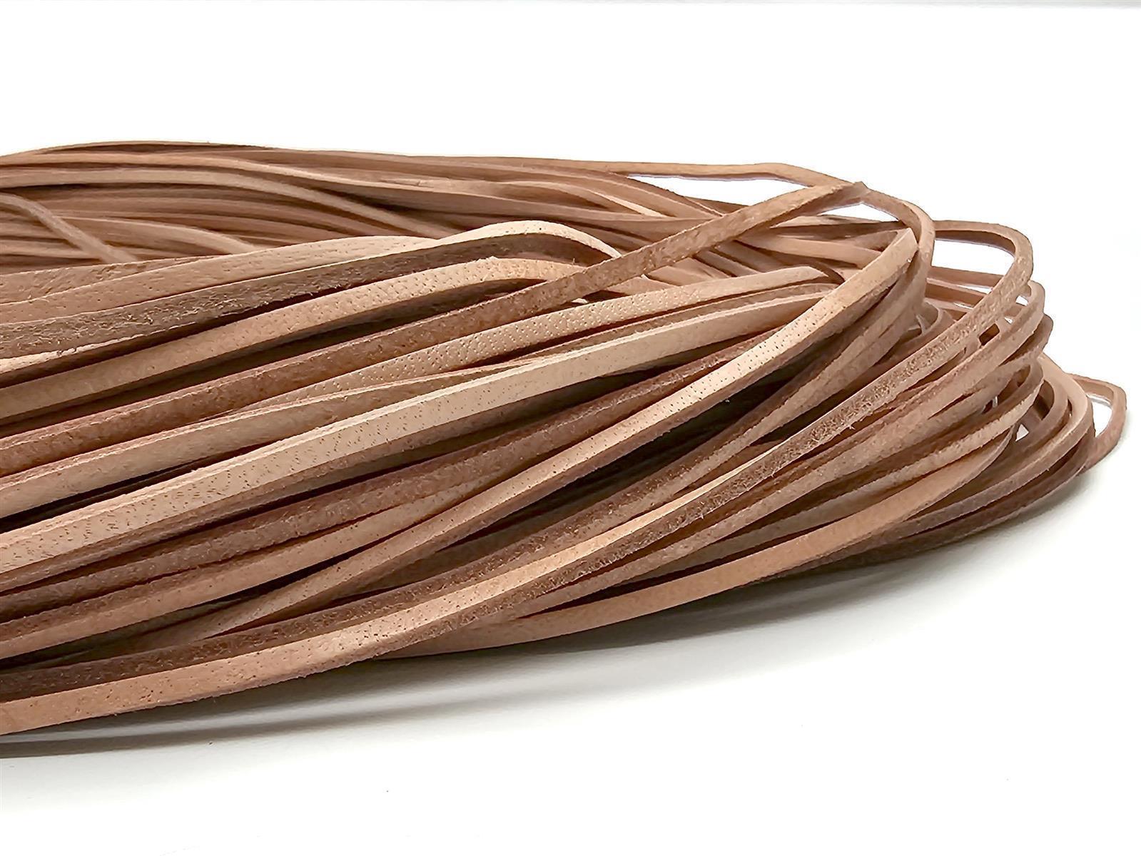 Lederband Flach Eckig 3 mm x 2 mm - Natur. Länge: 100 m