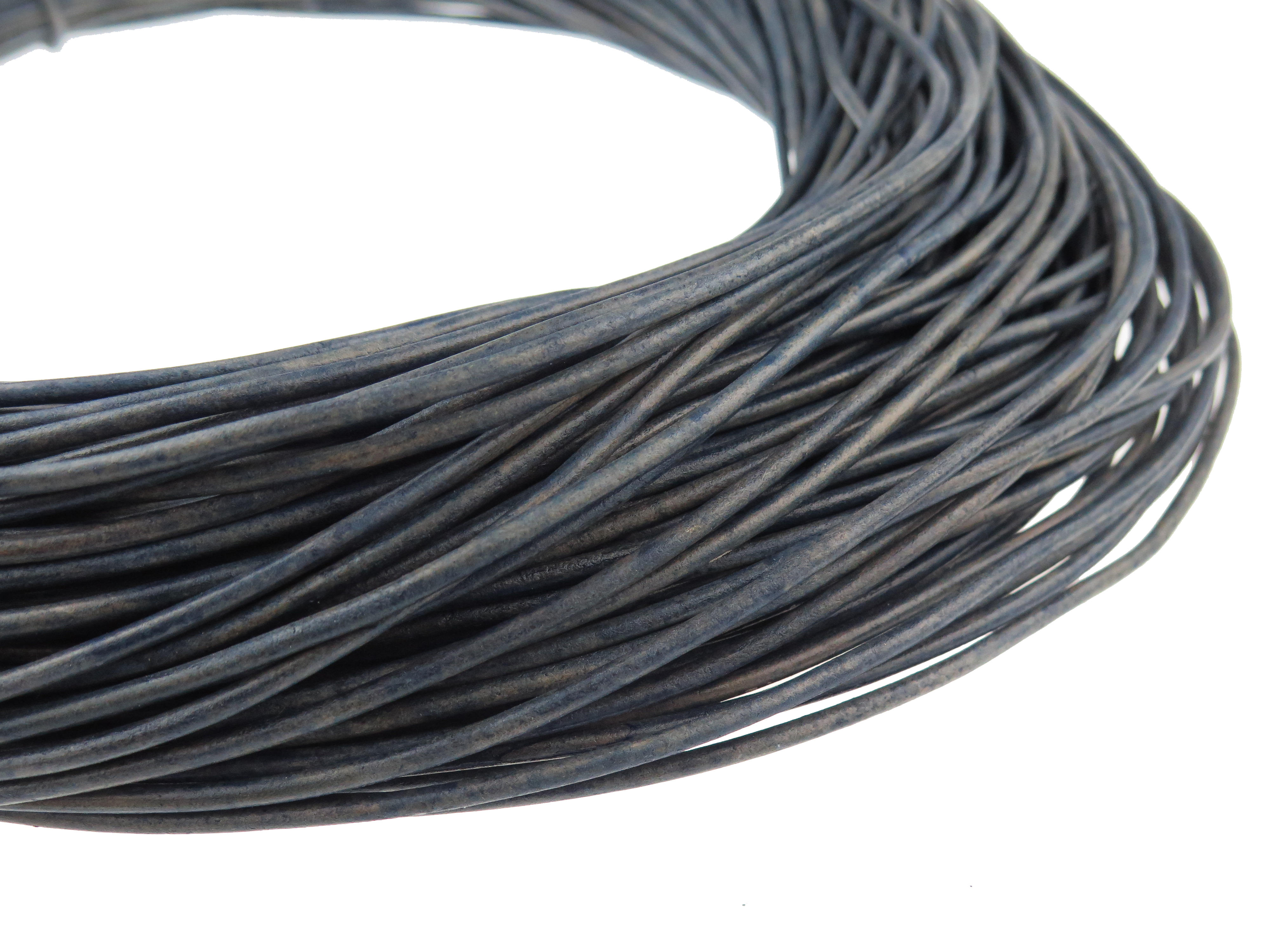 Lederschnur Rund 3 mm - Jeansblau/ Antik Blau. Länge: 30 m