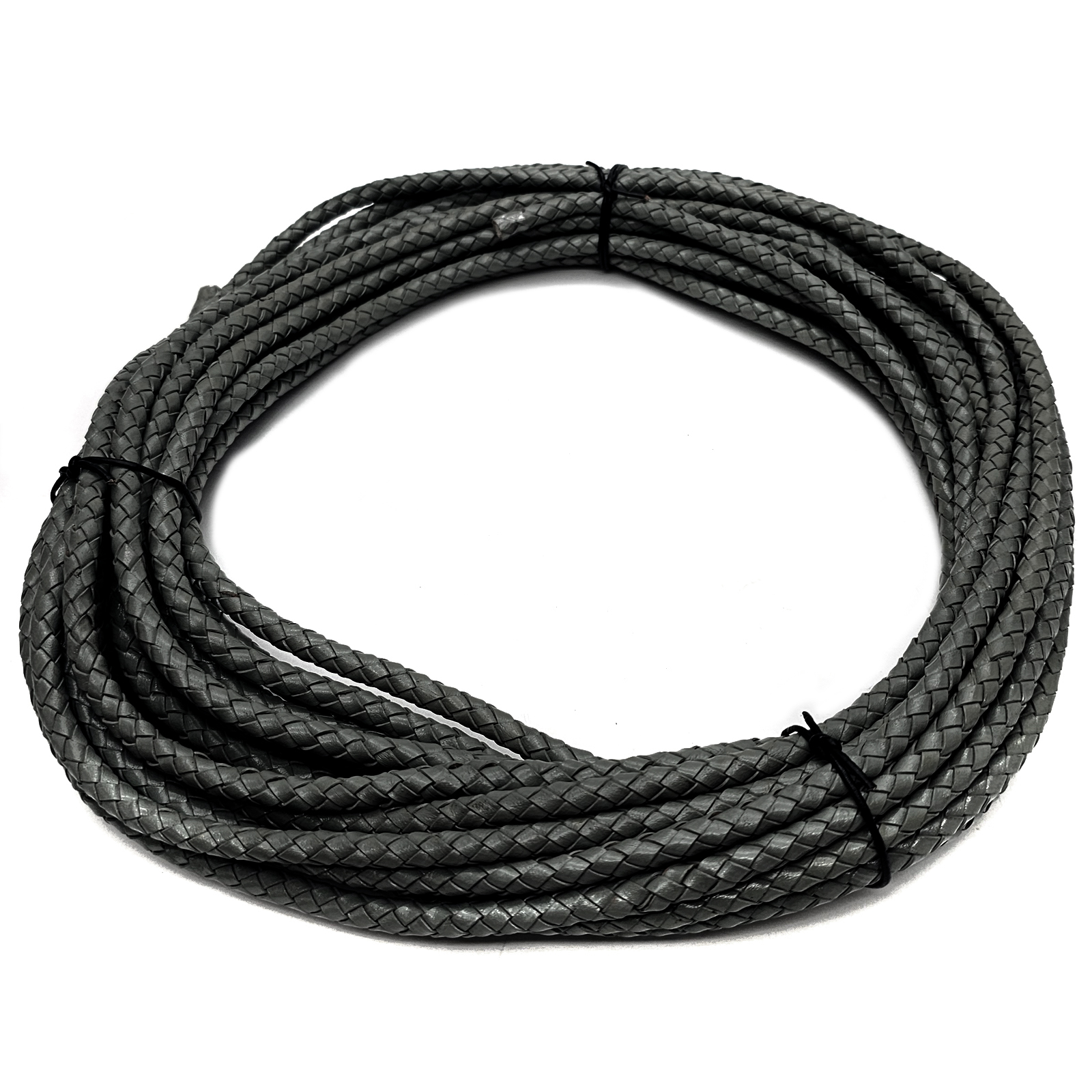 Lederschnur rund geflochten 6 mm - Schwarz. Länge: 20 m