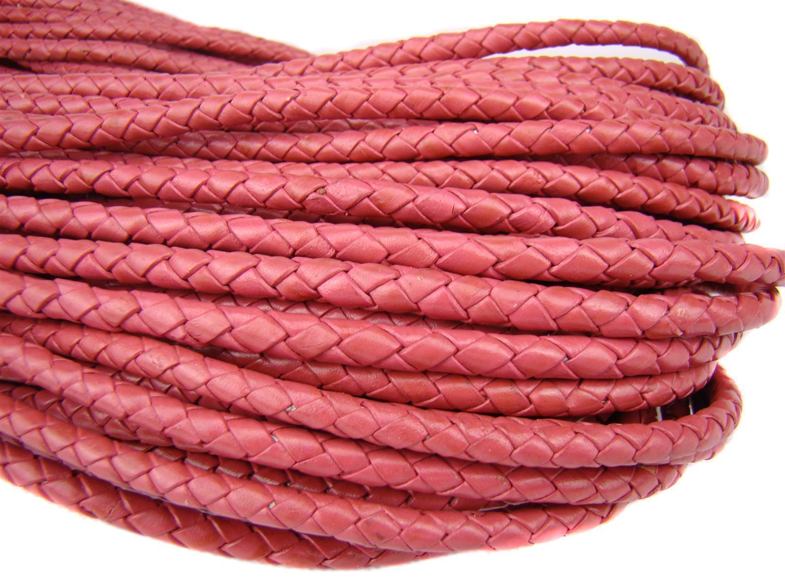 Lederschnur geflochten 5 mm - Pink. Länge: 10 m