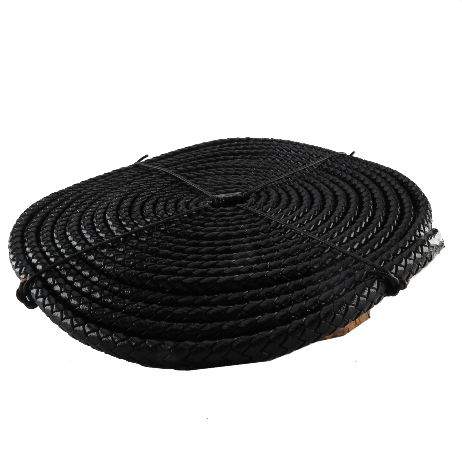 Lederschnur geflochten Oval 10 mm x 6 mm - Schwarz. Länge: 3 m