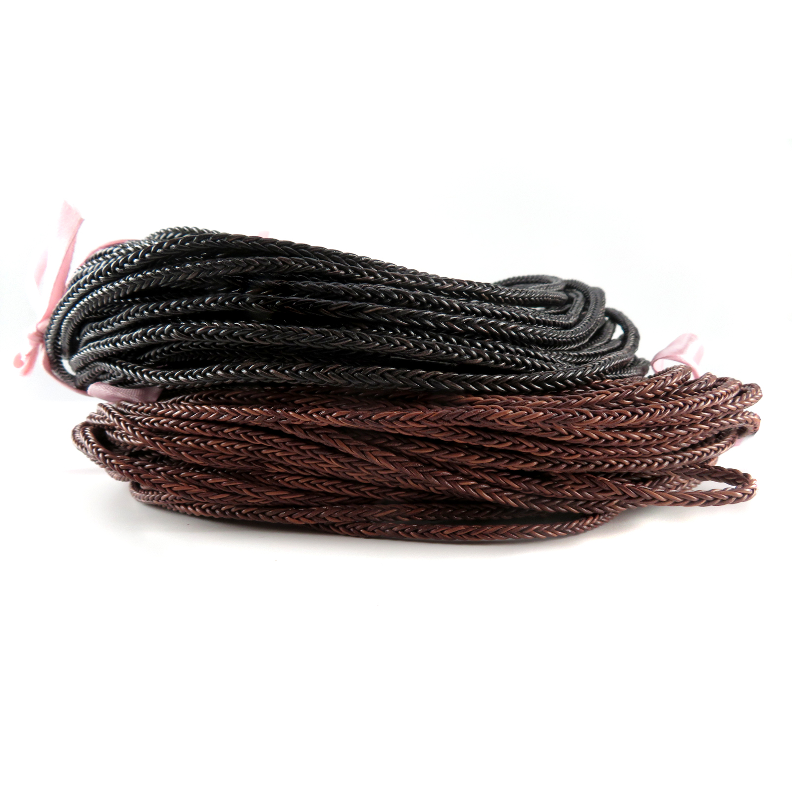 Lederschnur geflochten quadratisch 3 mm - Antik Braun. Länge: 15 m