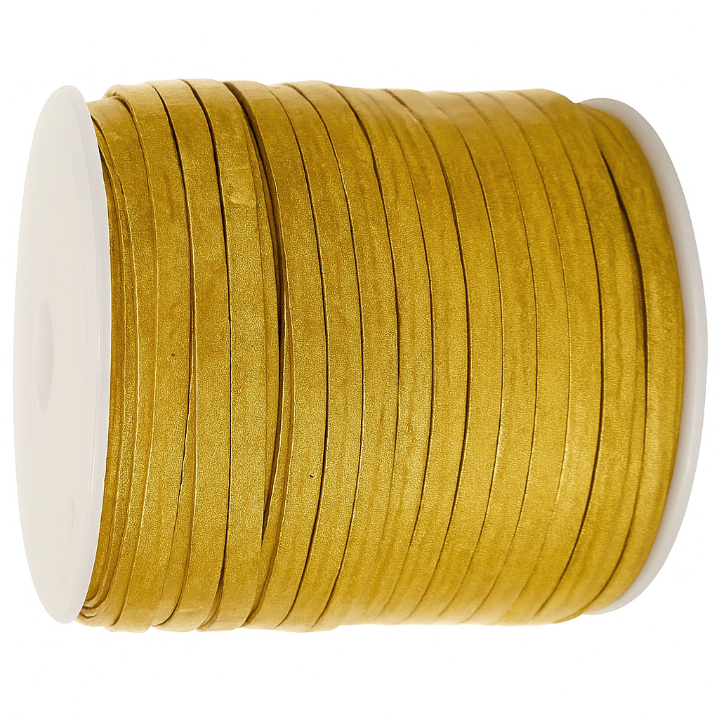 Lederband Flach 4 x 1 mm - Gold. Länge:  3 m