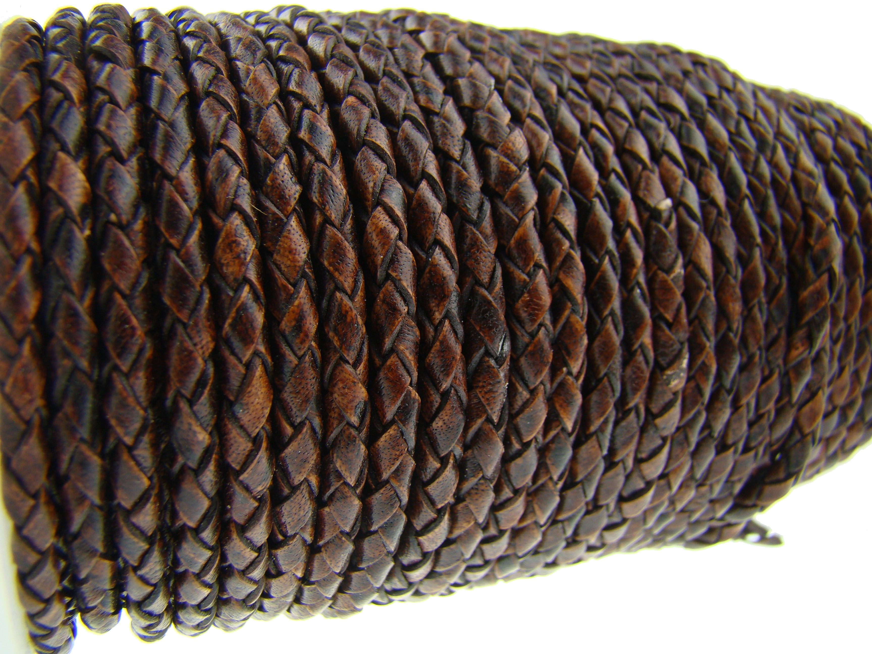Lederschnur geflochten 3 mm - Antik Braun. Länge: 15 m