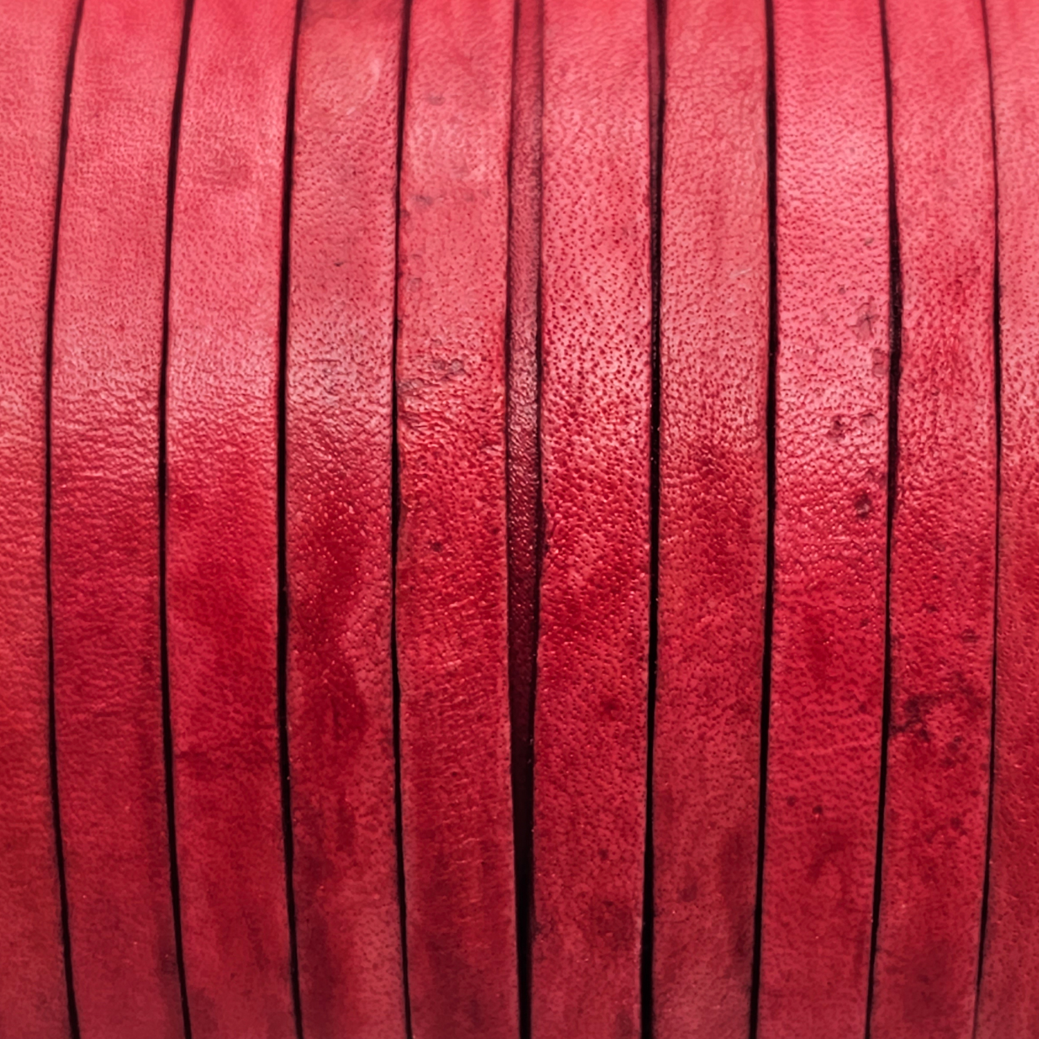 Antik Rotes Lederband, flach 3 mm Breite