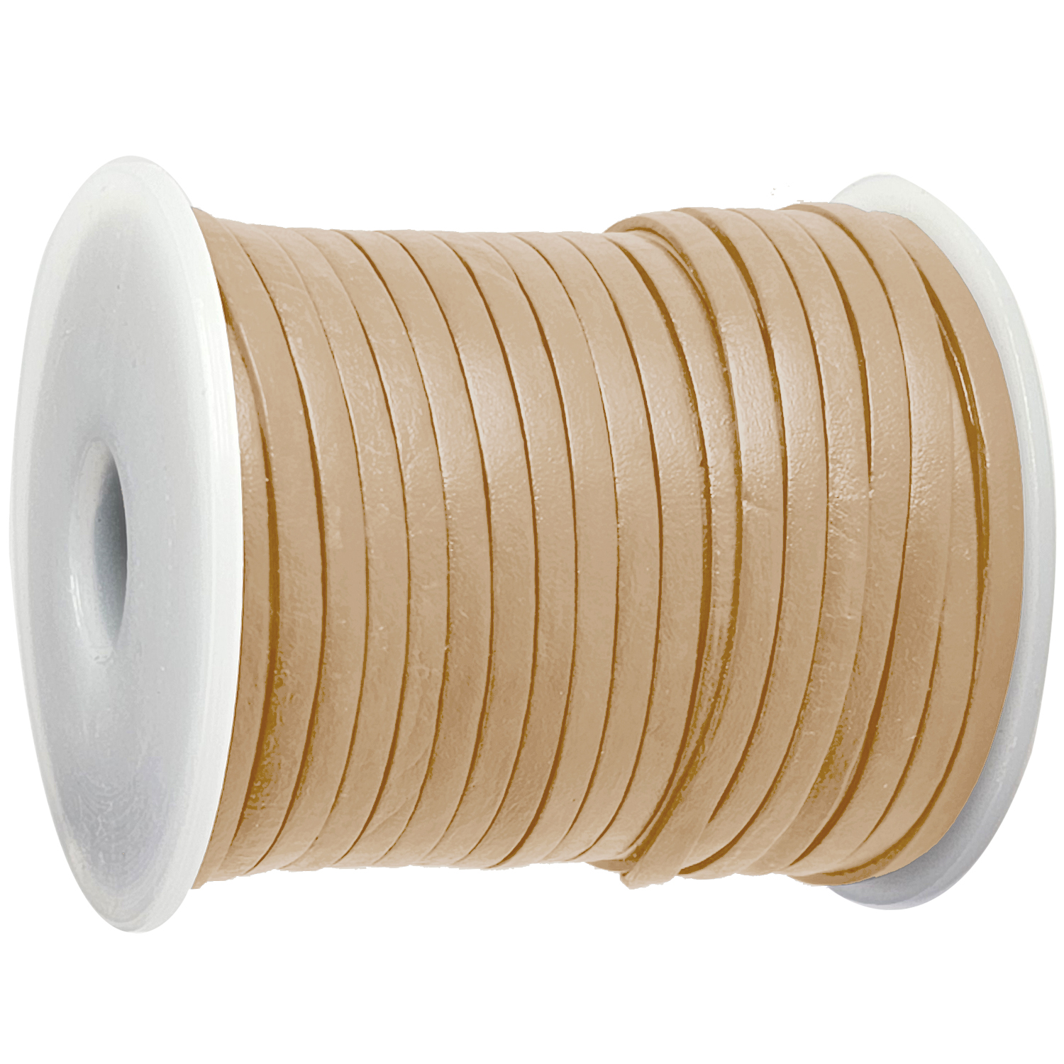 Lederband flach 3 mm Breite, 1 mm Dick fürs kreative Handwerk, Lederschmuckherstellung in Creme