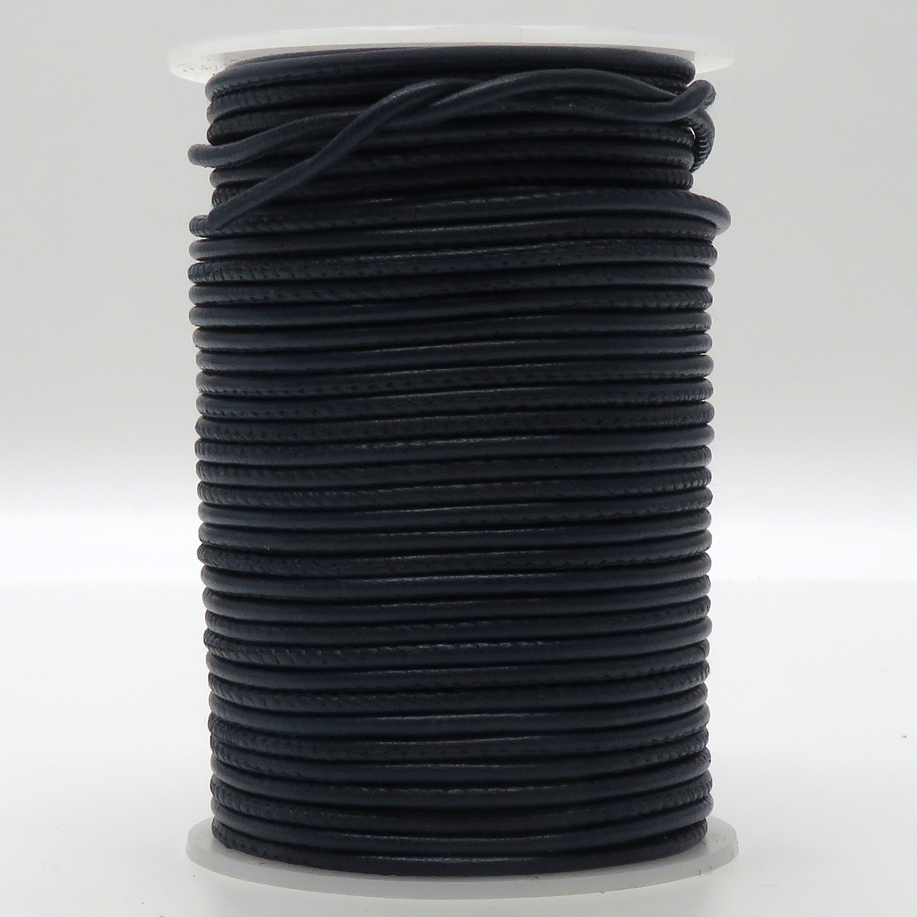 Lederschnur Rund gesäumt 2,5 mm - Navy. Länge: 2 m