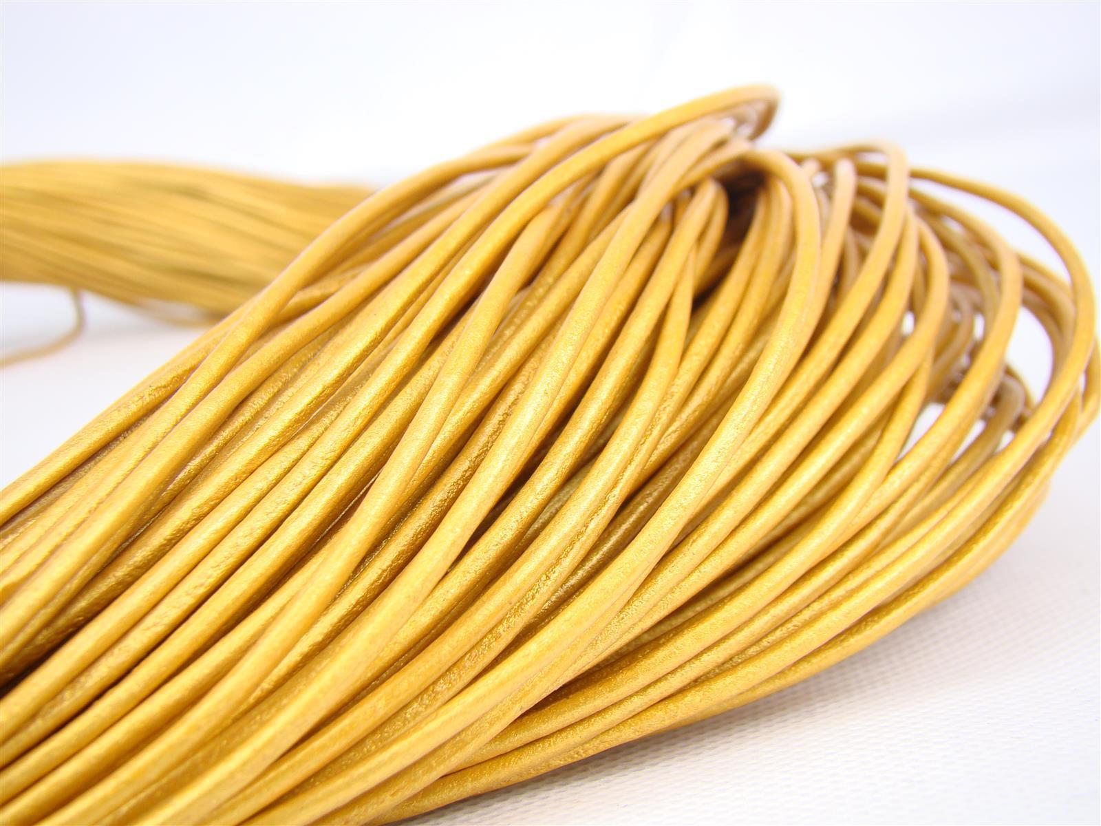 Lederschnur Rund 2 mm - Gold. Länge: 25 m auf Rolle