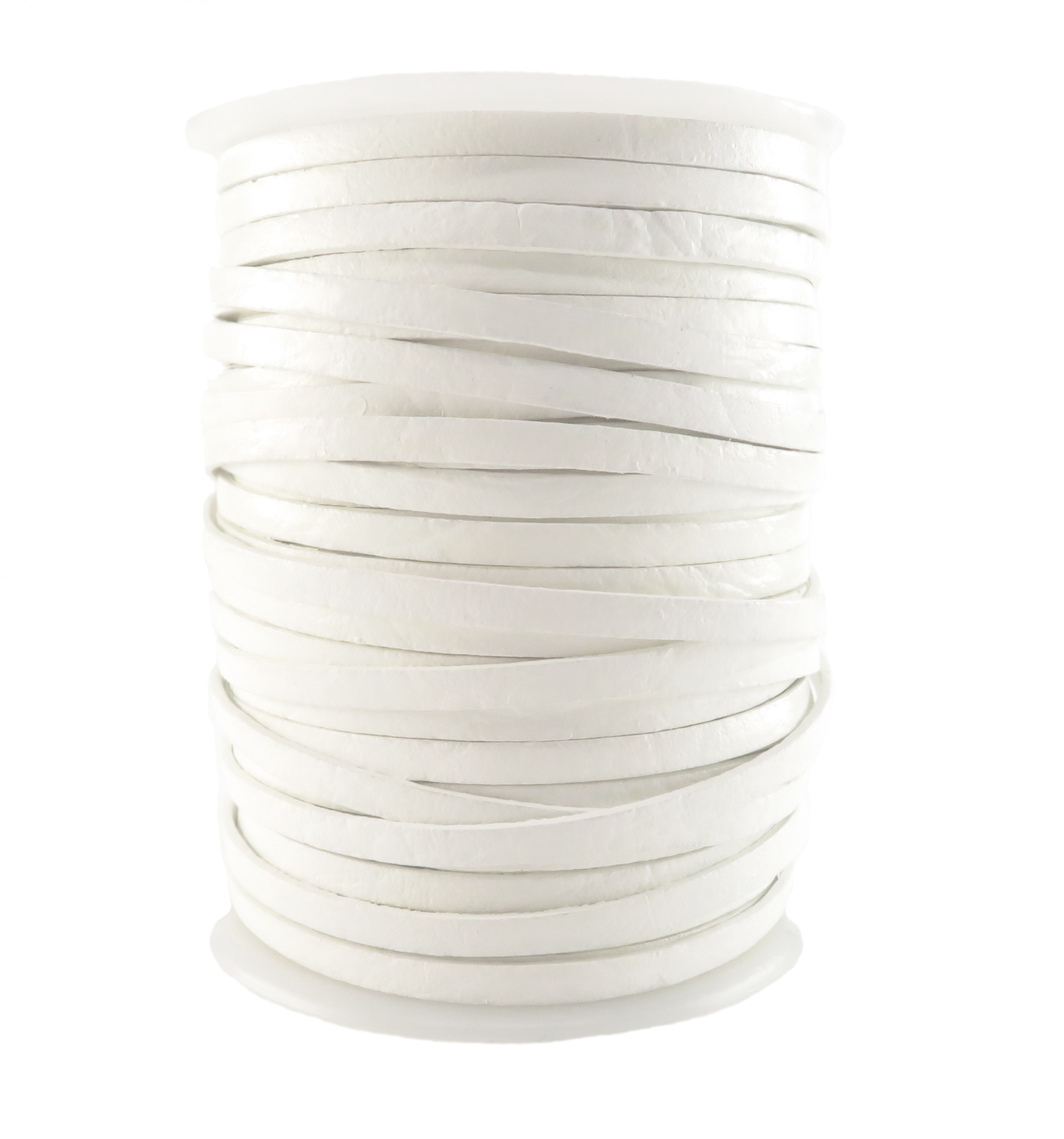 Lederband Flach 5 mm x 2 mm - Weiß. Länge: 25 m auf Rolle