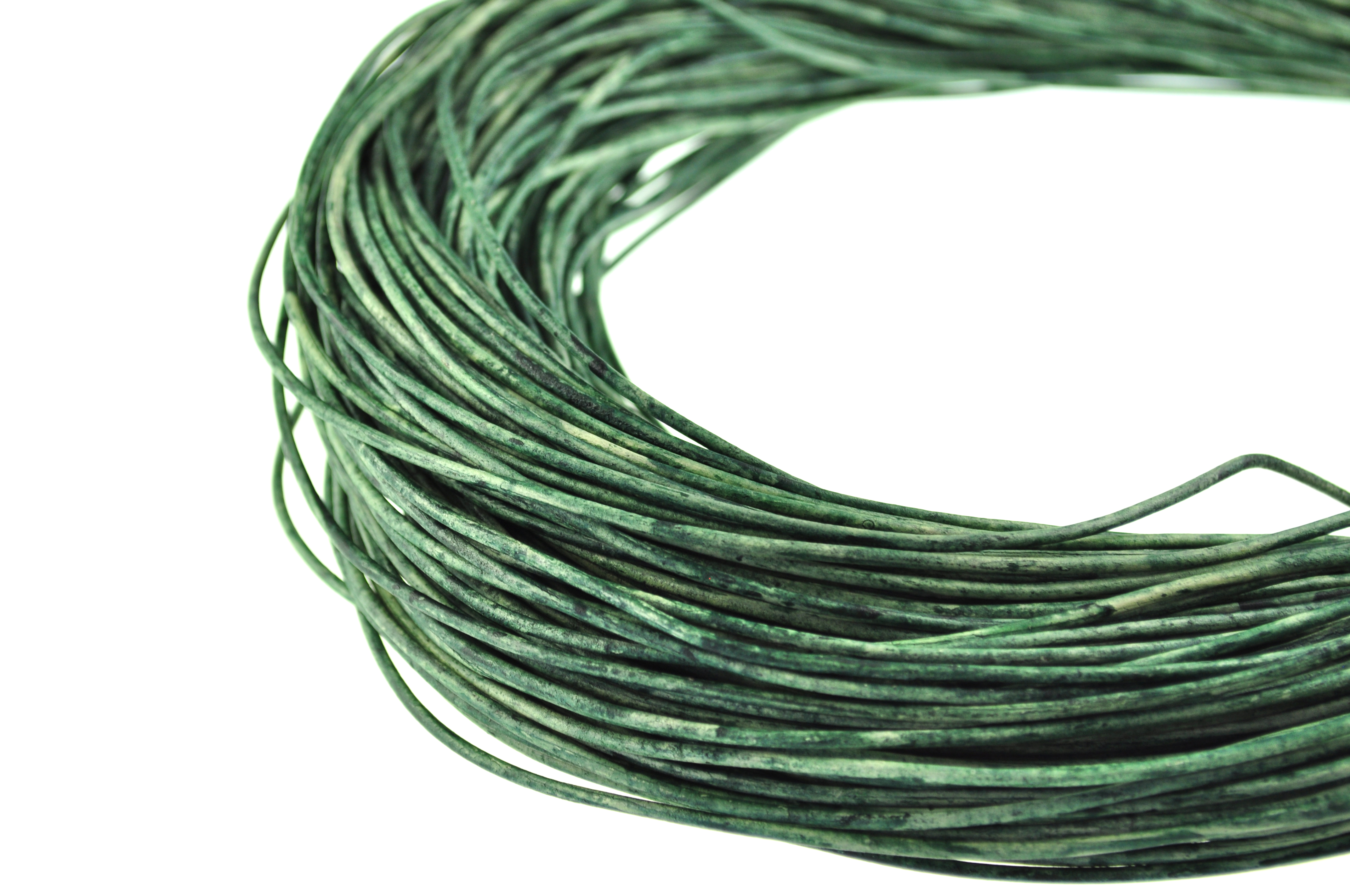 Lederschnur Rund 2 mm - Mesh BasilikumGrün. Länge: 1 m
