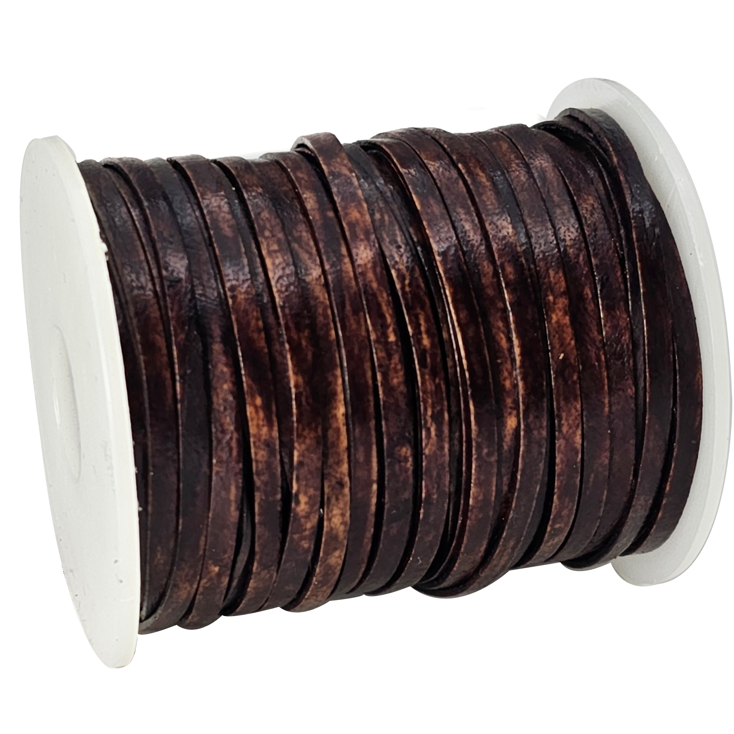 Lederband flach 3 mm Breite, 1 mm Dick fürs kreative Handwerk, Lederschmuckherstellung in Antik Braun