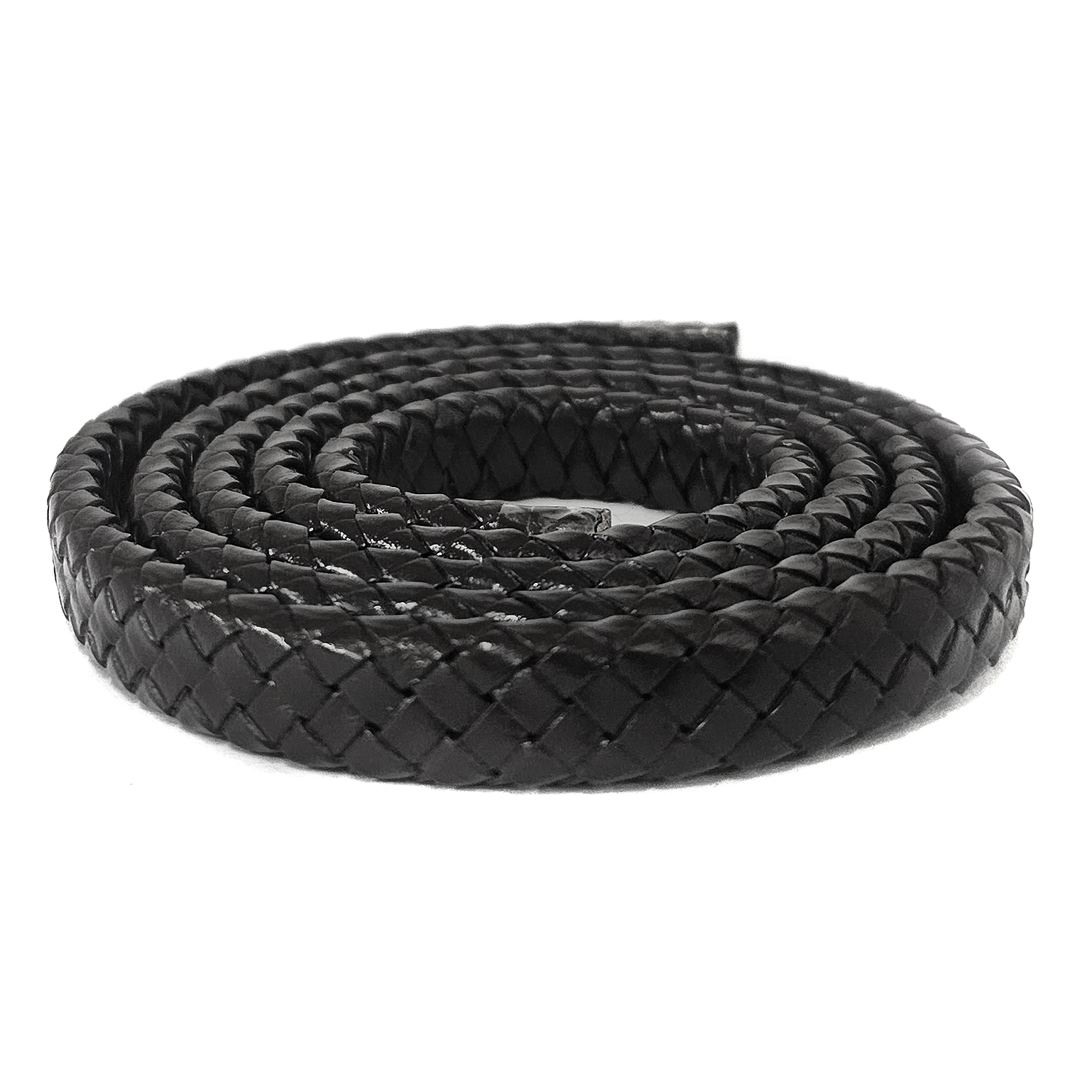 Lederband Geflochten oval | 1 Meter | 12 mm x 6 mm | Schwarz - 1 m