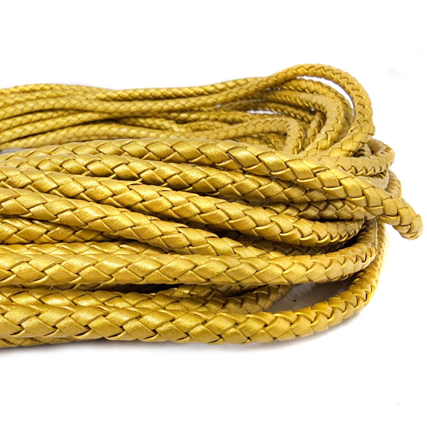 Lederschnur geflochten 5 mm - Gold. Länge: 20 m