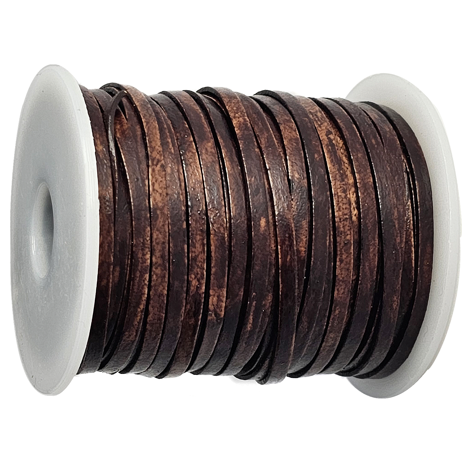 Lederband flach 3 mm Breite, 1 mm Dick fürs kreative Handwerk, Lederschmuckherstellung in Antik Braun