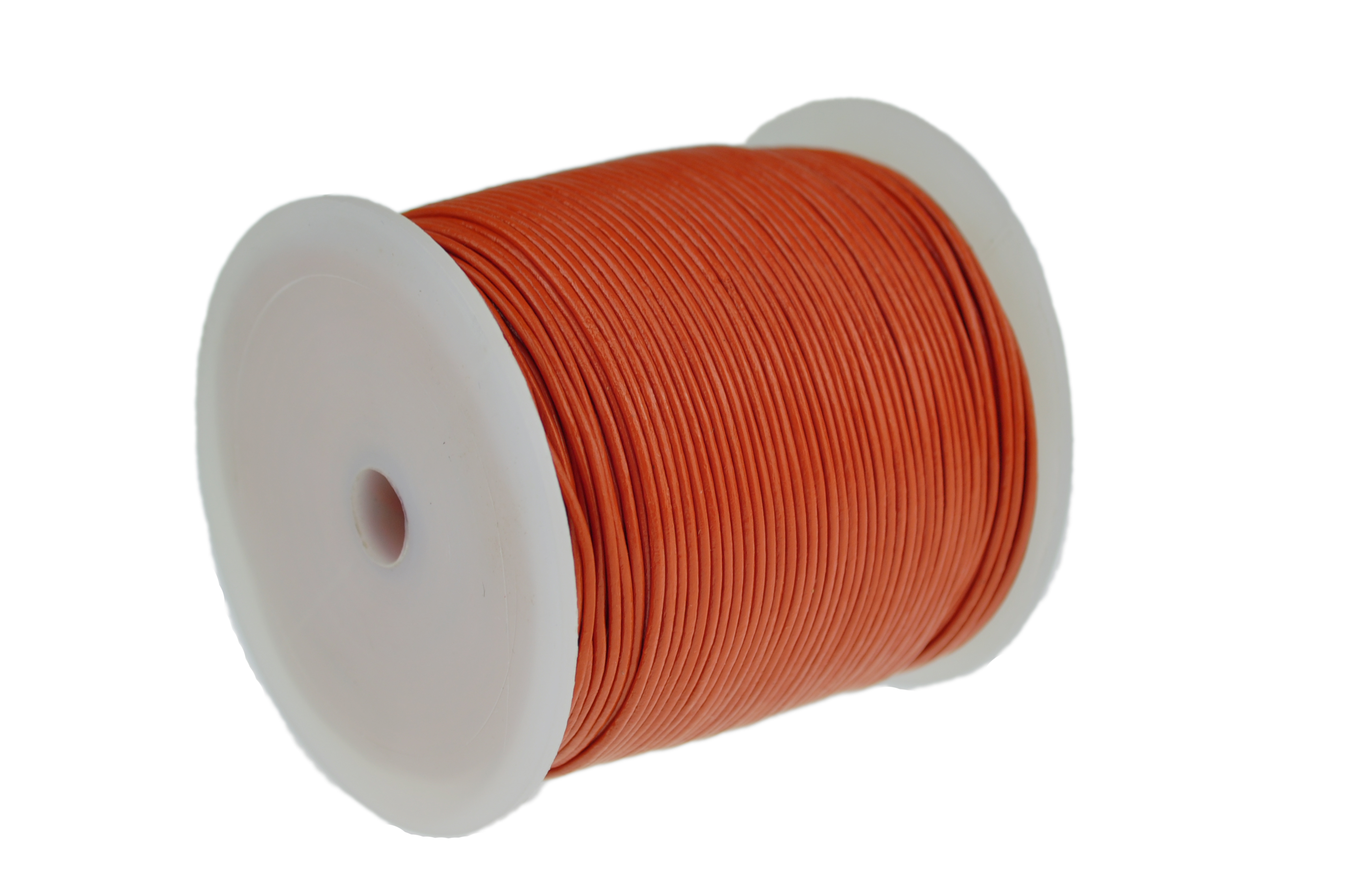 Lederschnur Rund 1 mm - Orange. Länge: 50 m auf Rolle