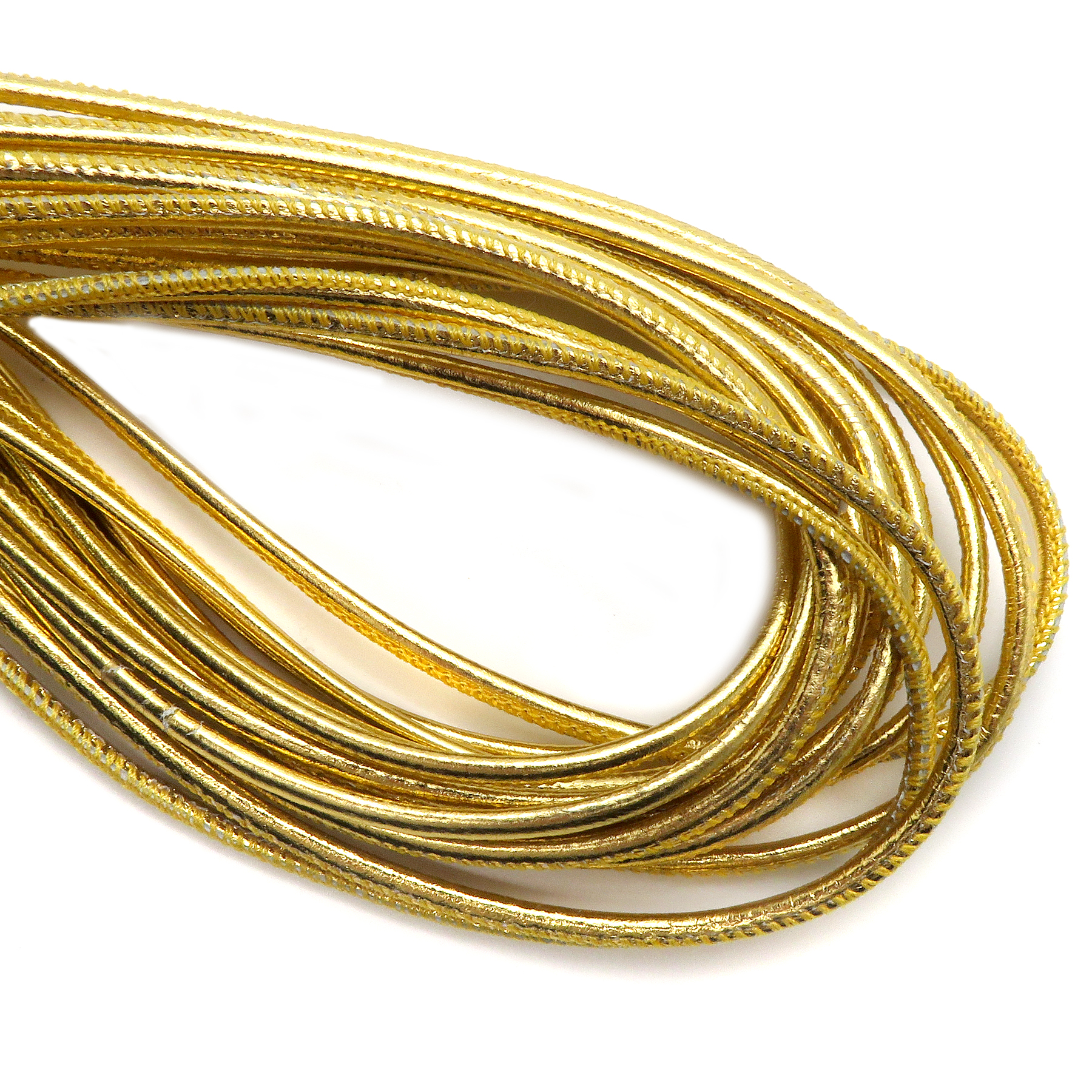 Lederschnur Rund gesäumt 2,5 mm - Gold. Länge: 5 m