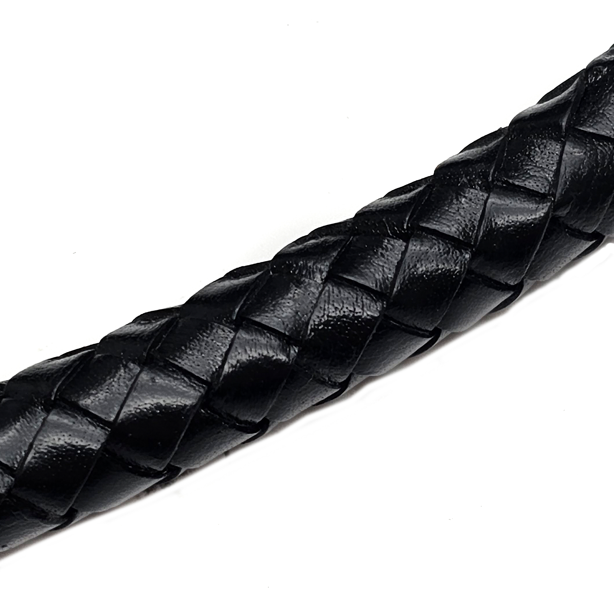 Lederschnur geflochten 15 mm - Schwarz. Länge: 3 m
