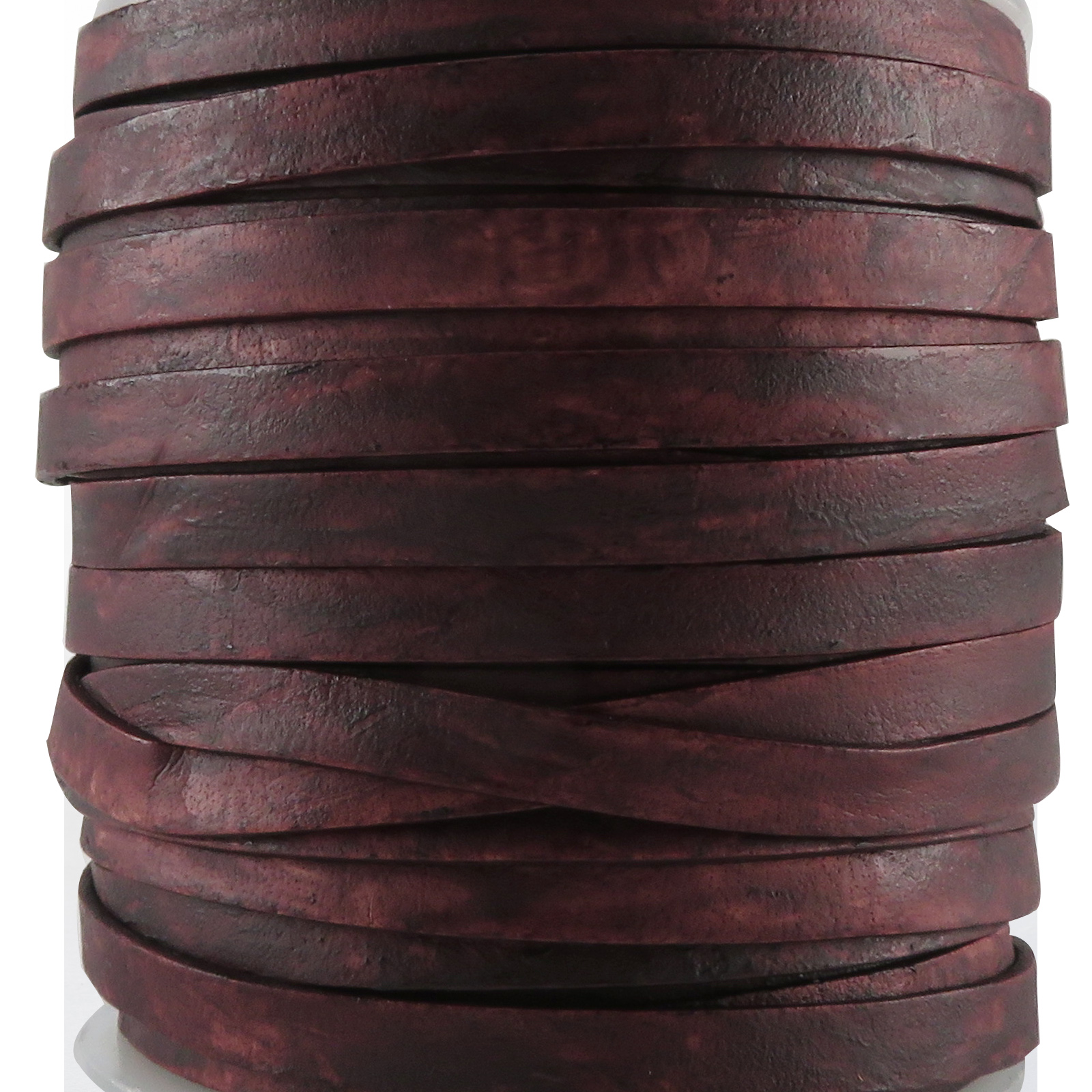 Lederband Flach 6 mm x 1,5 mm - Antik Braun. Länge: 50 m auf Rolle