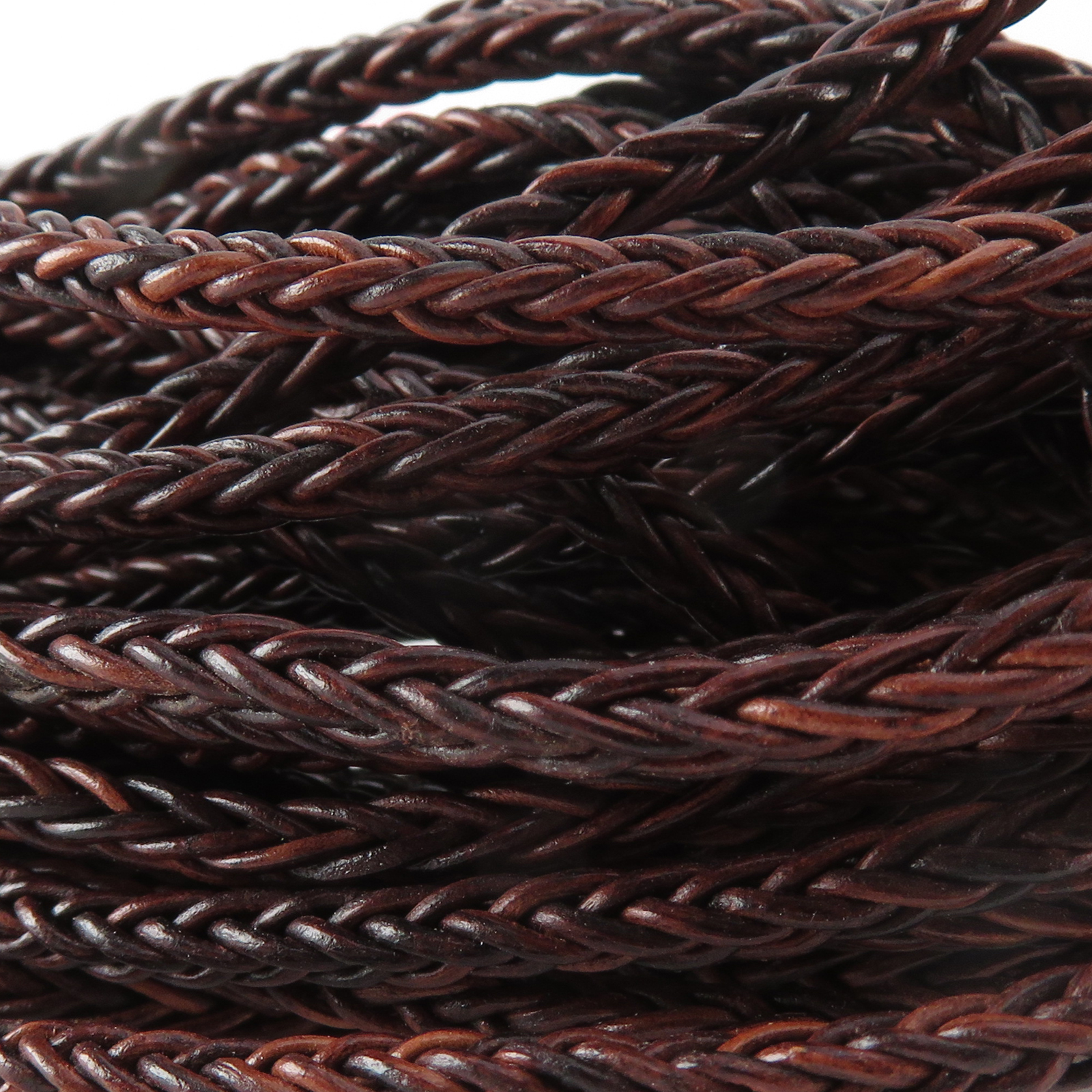 Lederschnur geflochten quadratisch 3 mm - Antik Braun. Länge: 10 m