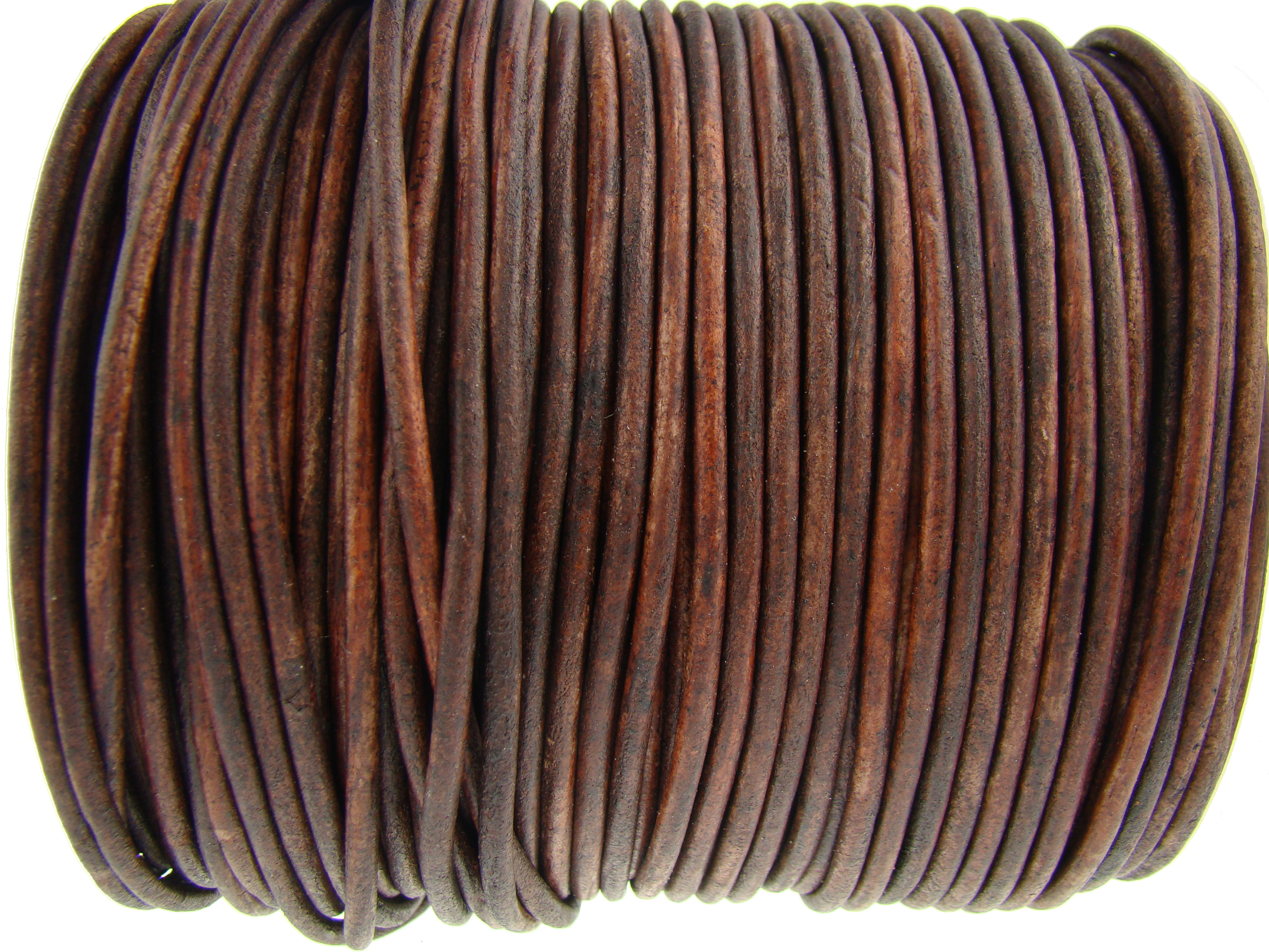 Lederschnur Rund 3 mm - Antik Braun. Länge: 5 m