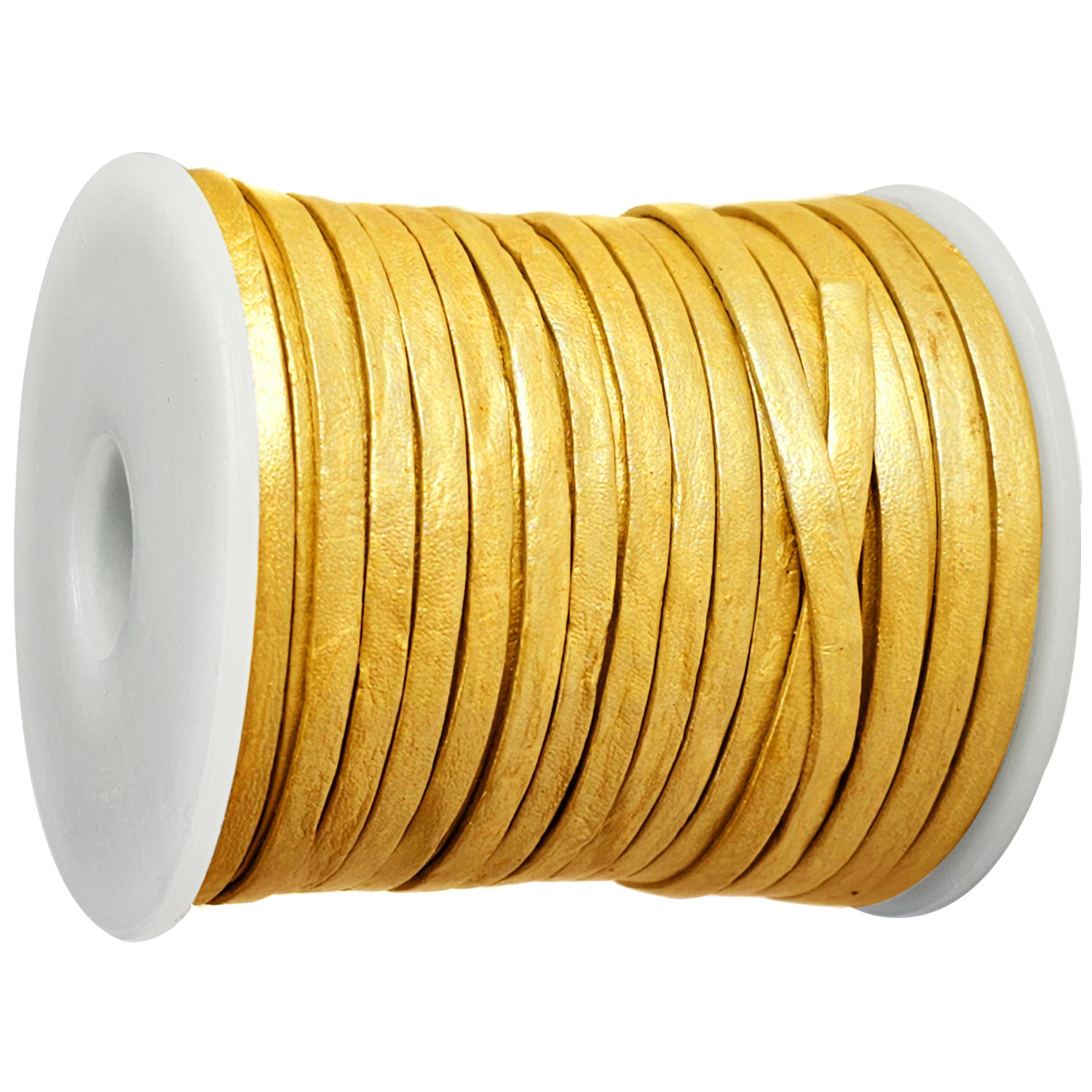 Lederband Flach 3 x 1 mm - Gold. Länge: 15 m
