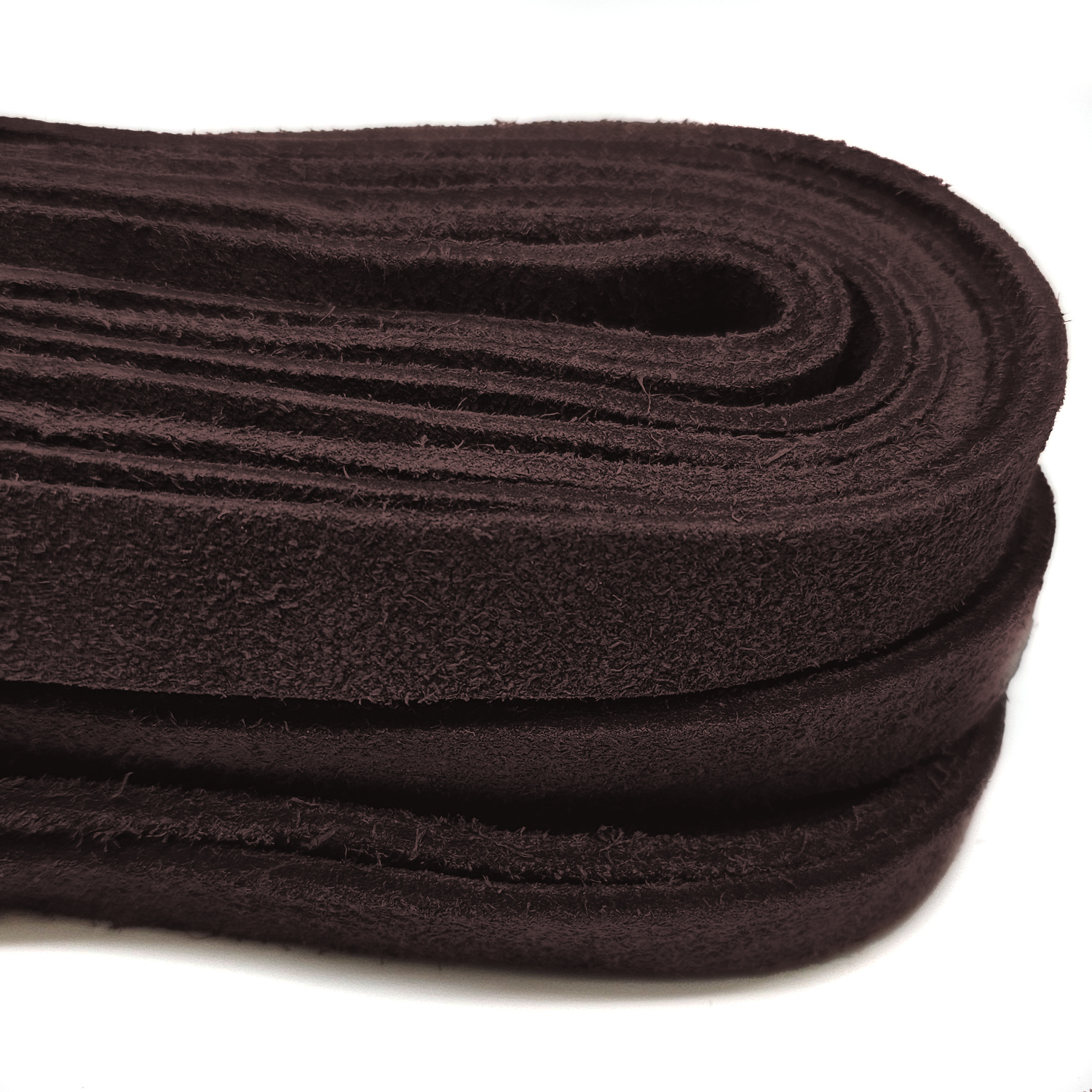 Lederband Flach Wildleder 15 mm x 2,5 mm - Braun. Länge: 20 m