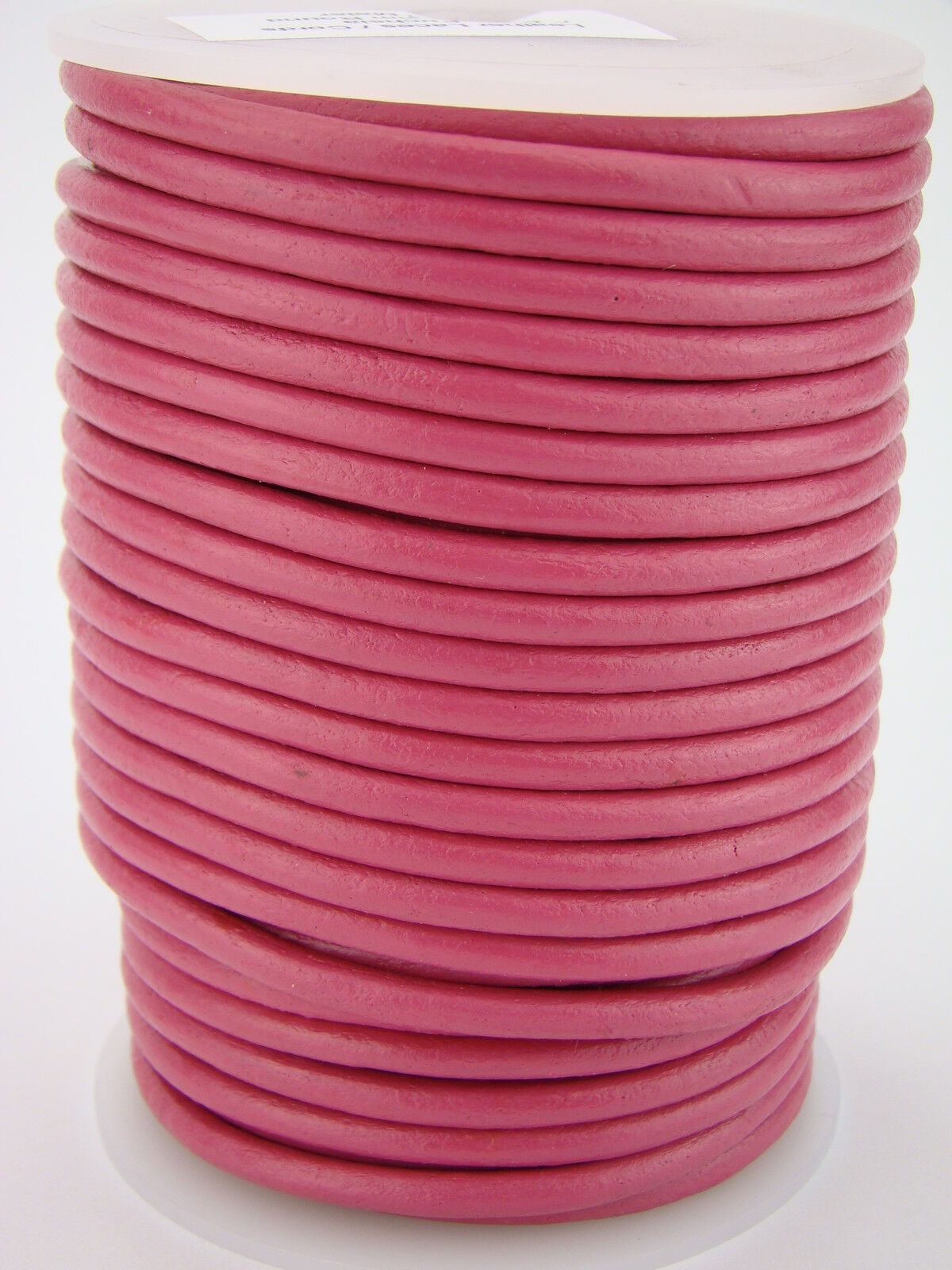 Lederschnur Rund 4 mm - Fuchsia. Länge: 25 m auf Rolle