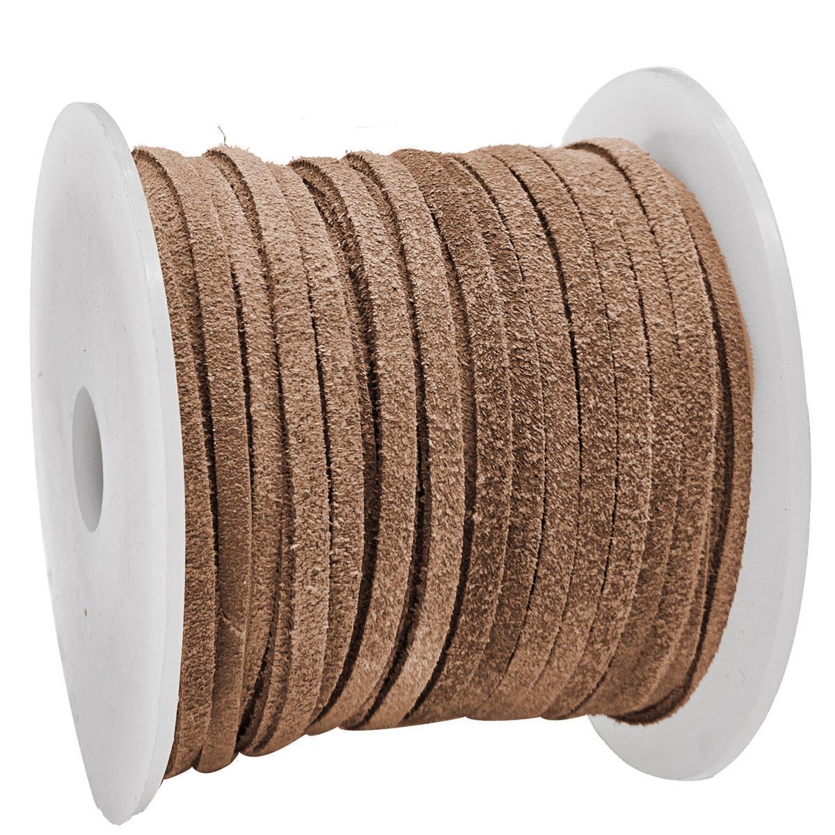 Weiches Wildlederband mit einer Breite von 3 mm in Naturbraun