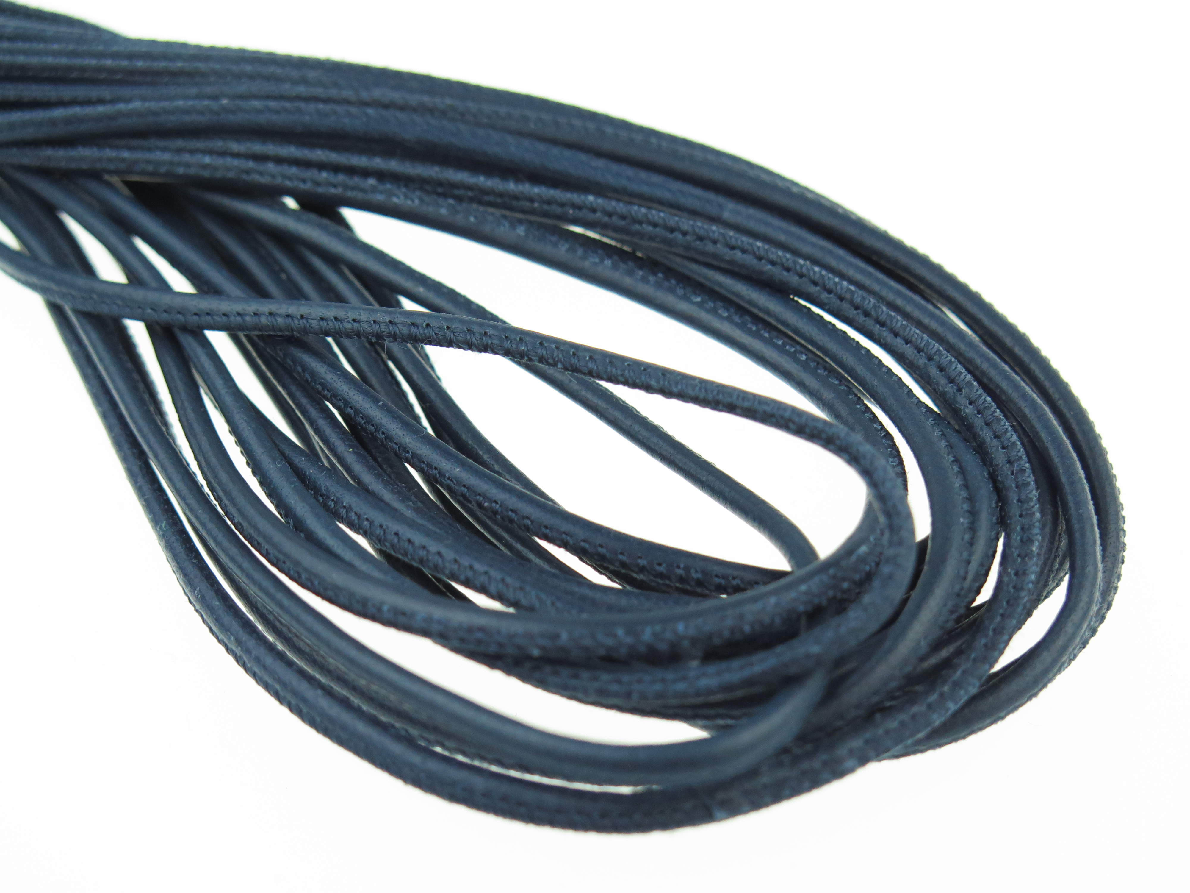 Lederschnur Rund gesäumt 2,5 mm - Navy. Länge: 2 m