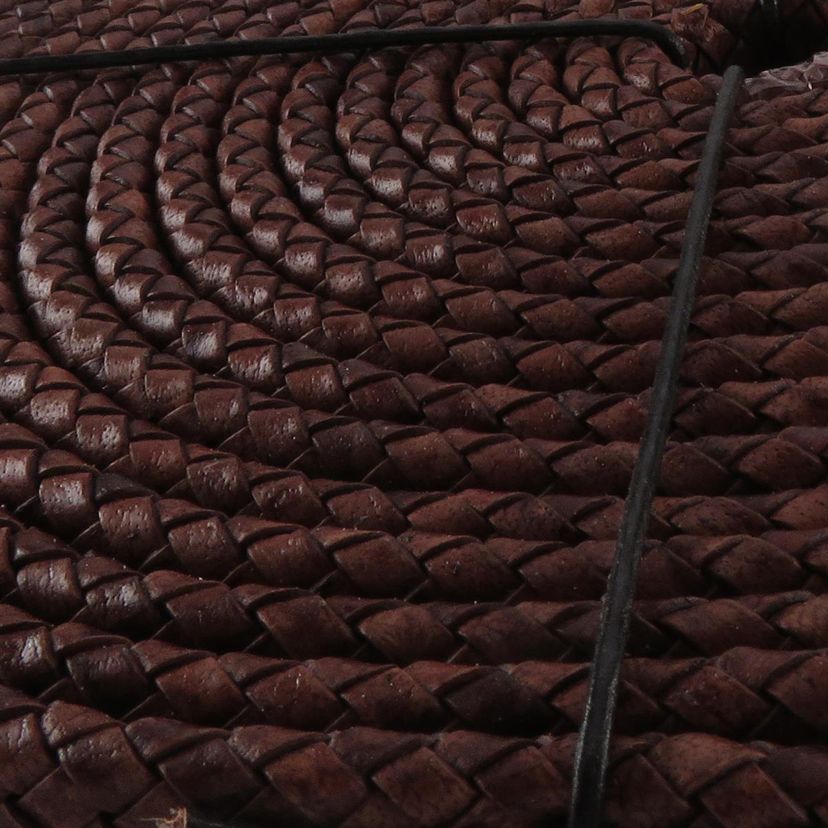 Lederband Geflochten oval | 10 mm x 6 mm | Antik Dunkelbraun