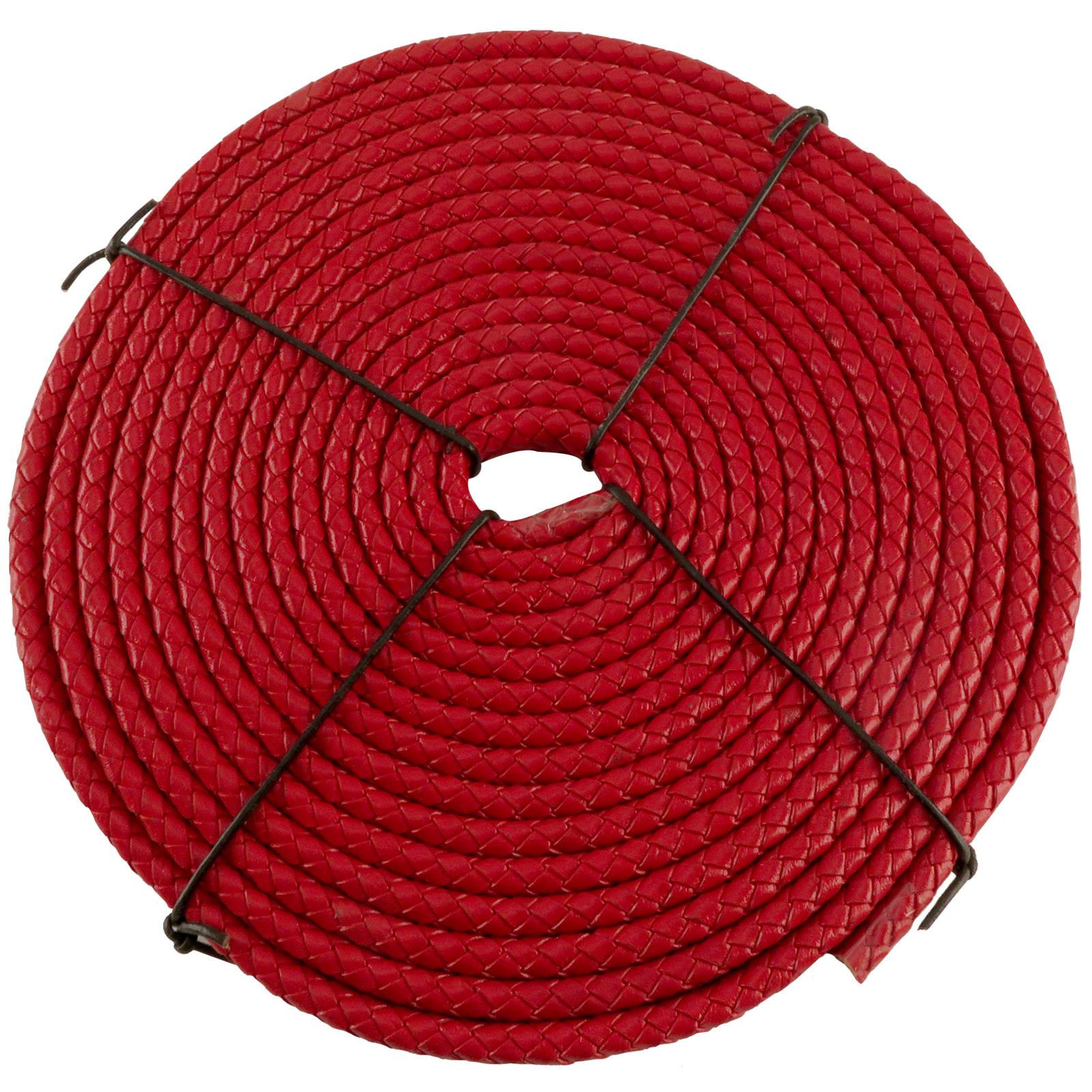 Lederschnur geflochten Oval 10 mm x 6 mm - Rot. Länge: 5 m